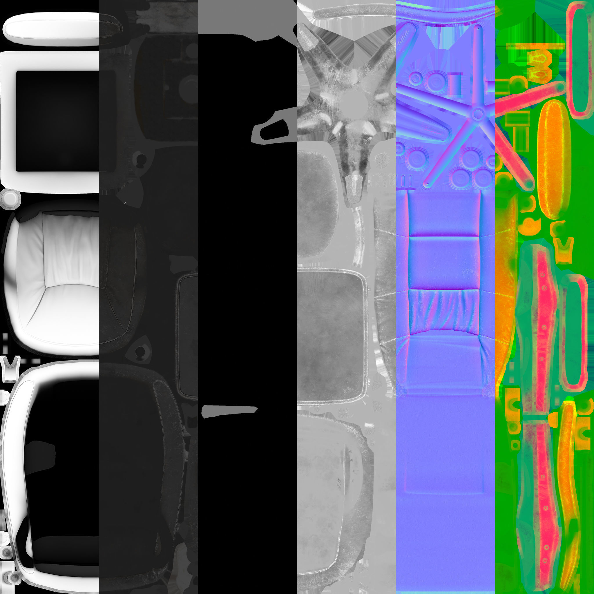 Office Chair Low-poly Game-Ready PBR Low-poly 3D model_23