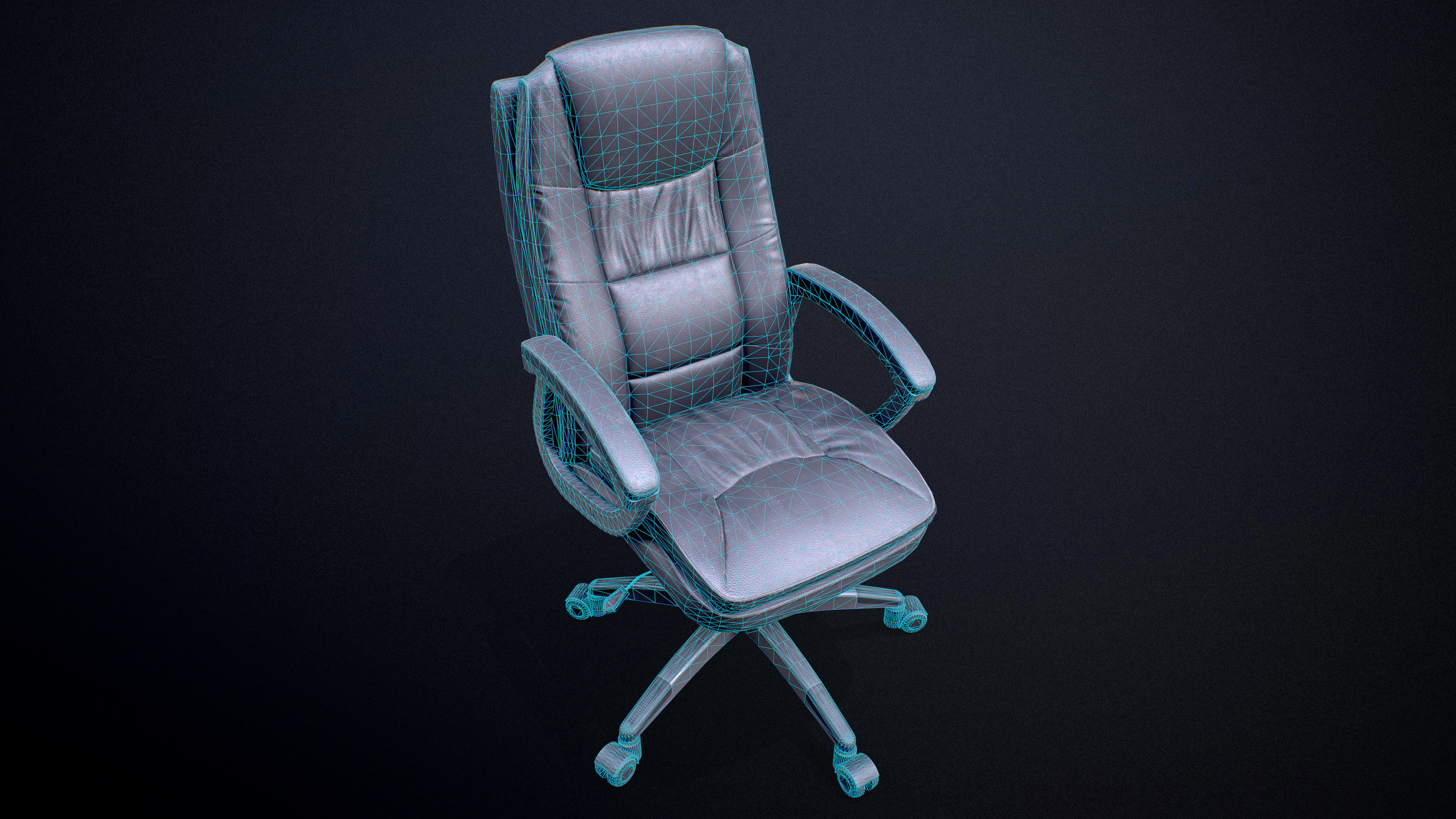 Office Chair Low-poly Game-Ready PBR Low-poly 3D model_4