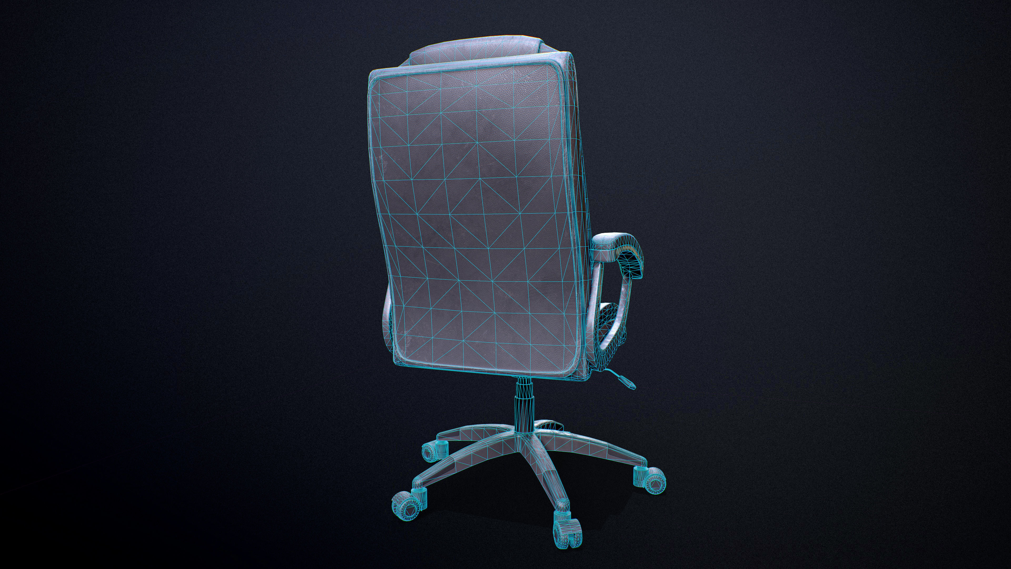 Office Chair Low-poly Game-Ready PBR Low-poly 3D model_10
