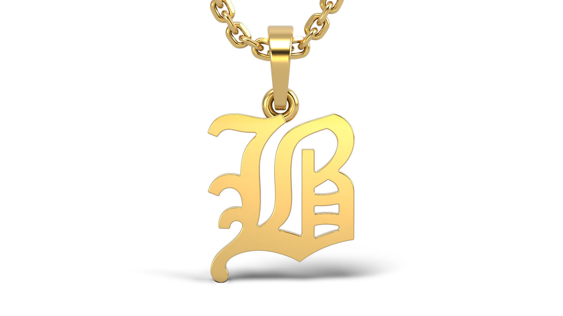 Old English B stone and solid V 2 3D print model_2