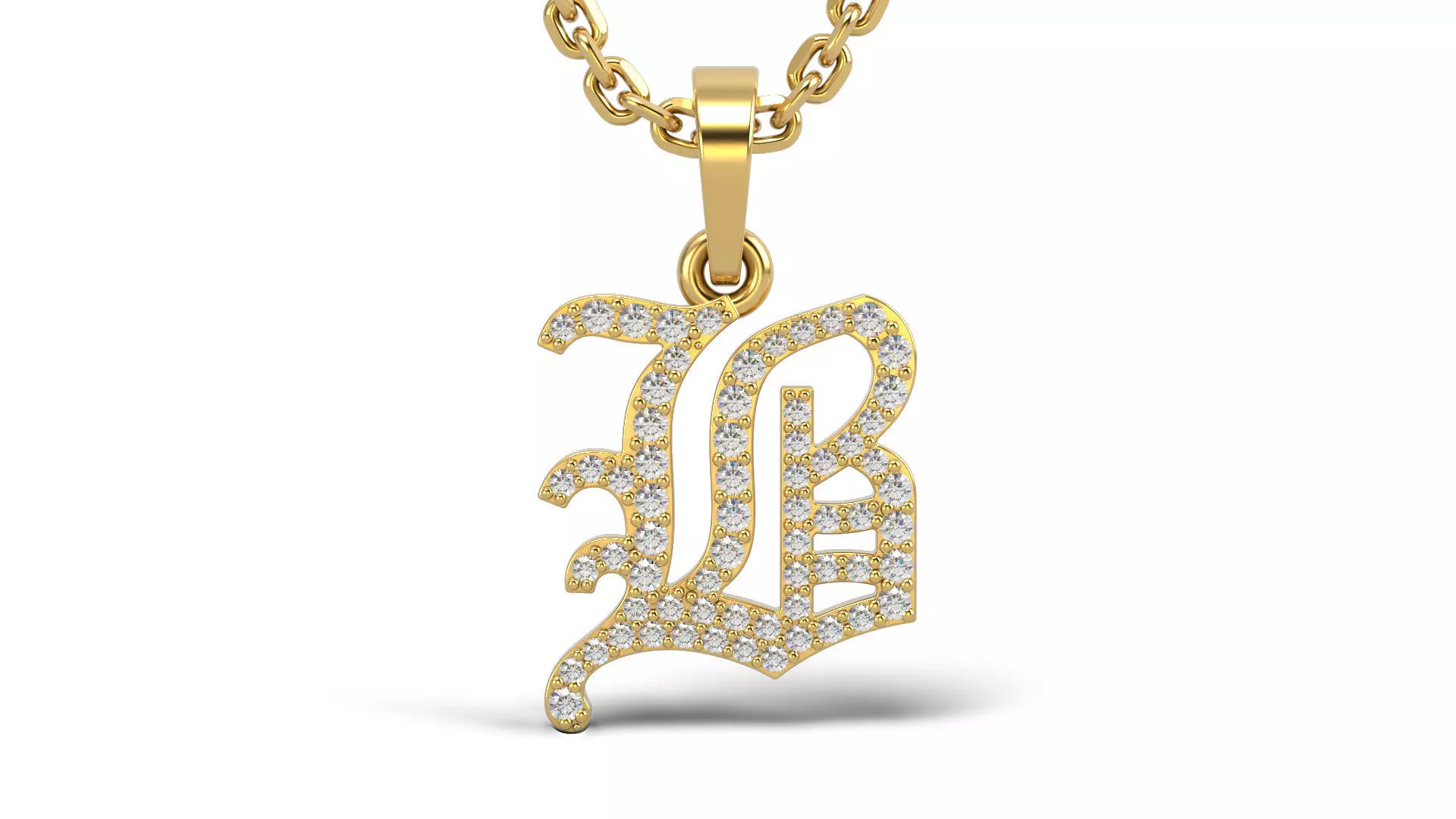 Old English B stone and solid V 2 3D print model_0