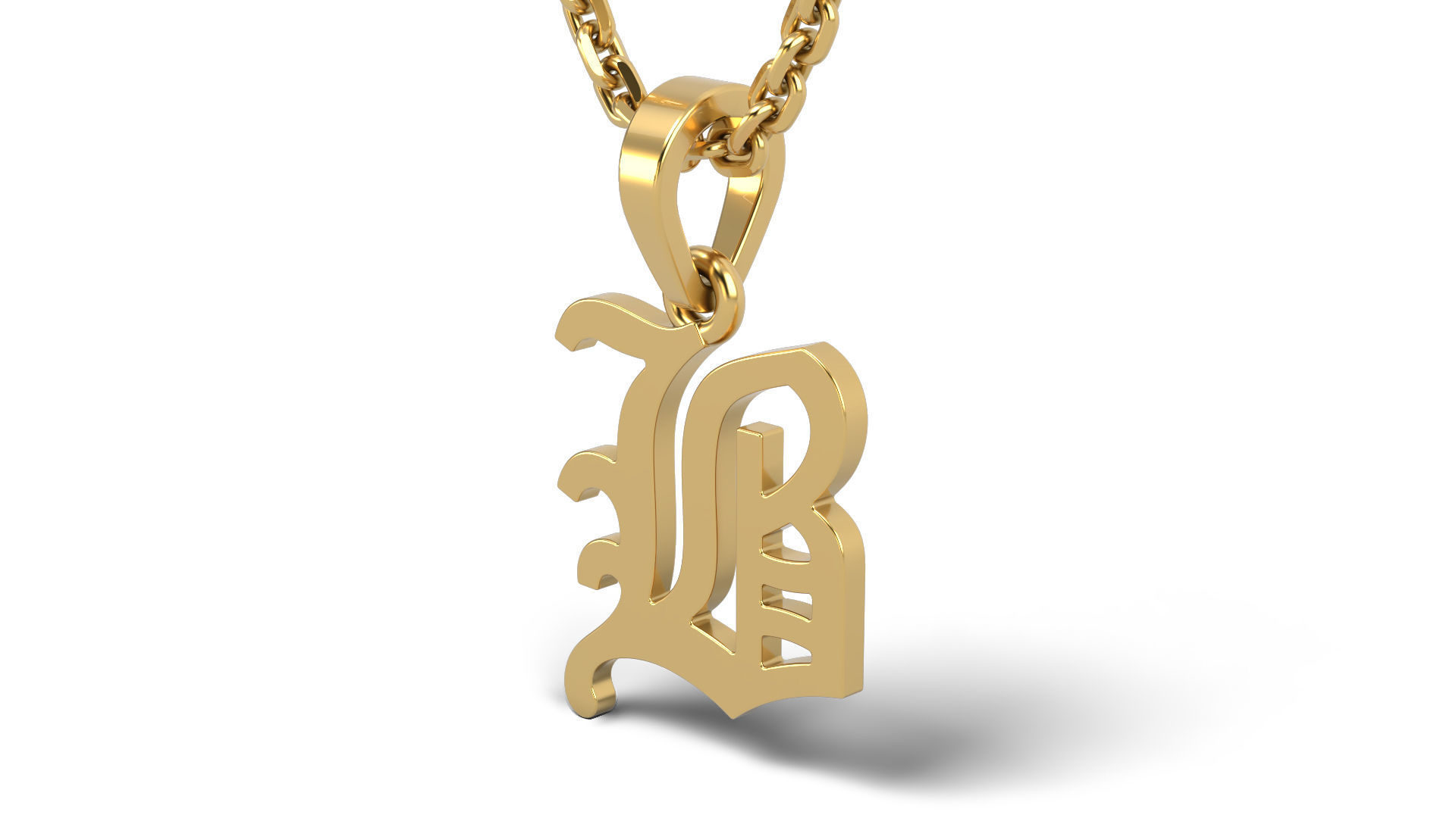 Old English B stone and solid V 2 3D print model_3