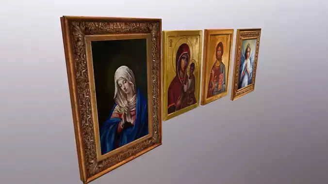 Religious paintings Low-poly 3D model