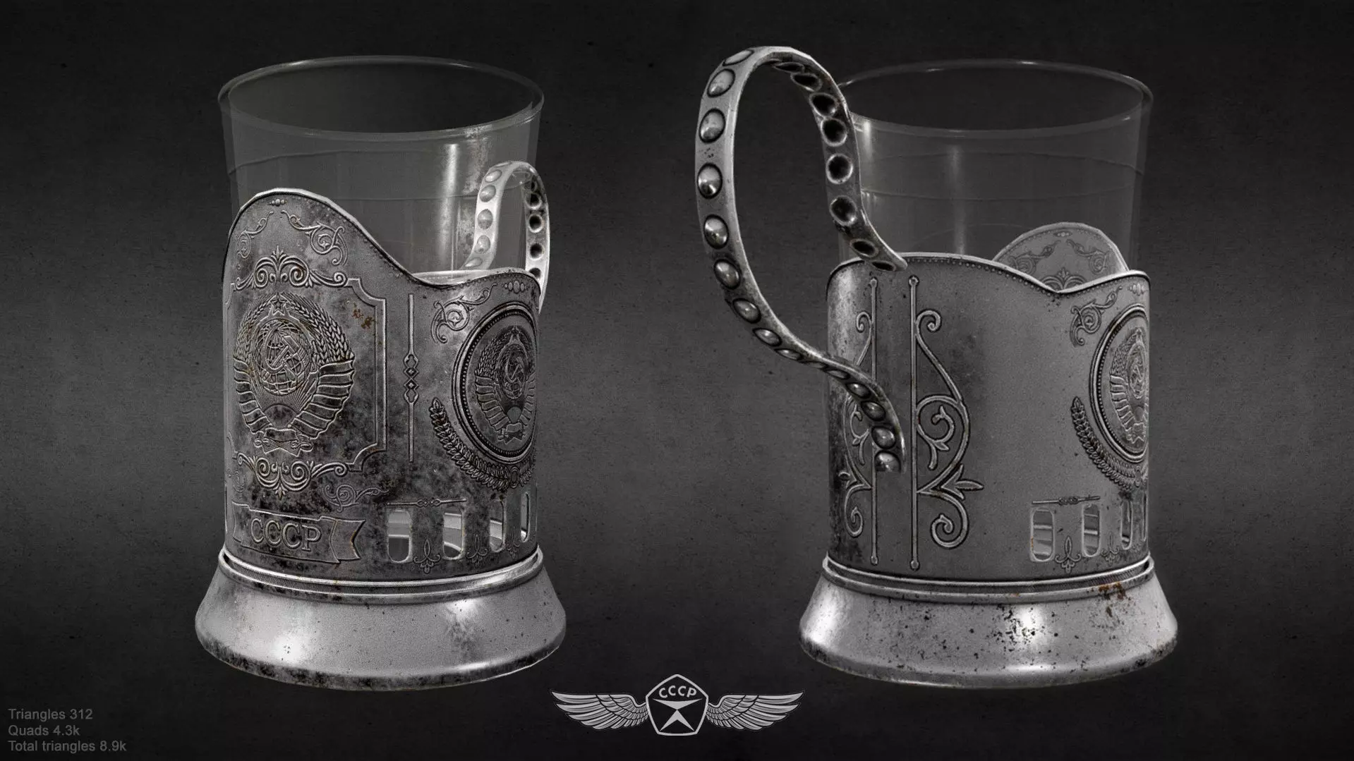 Cup holder USSR Free low-poly 3D model