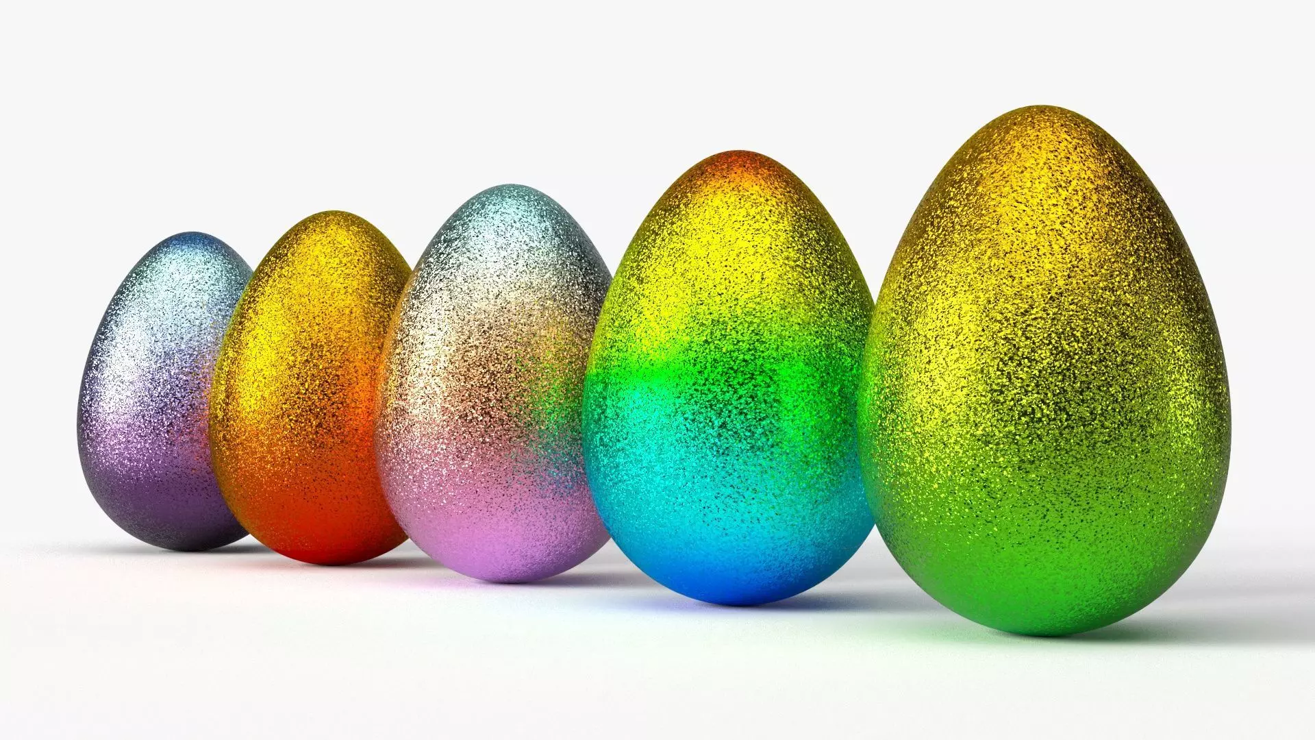 Glittering easter egg with gradient colors in 4K PBR Low-poly 3D model_0