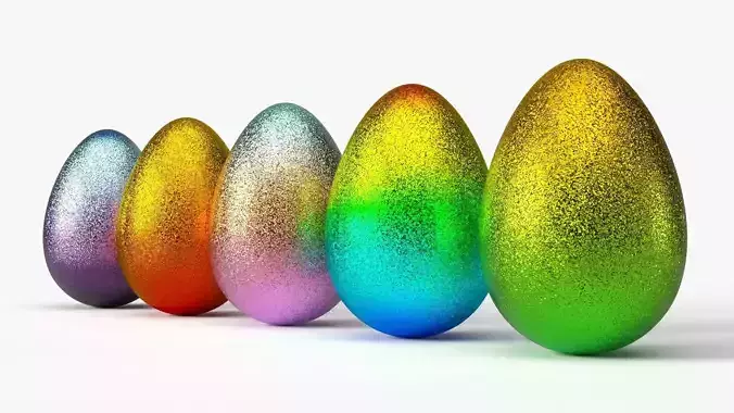 Glittering easter egg  with gradient colors in 4K PBR