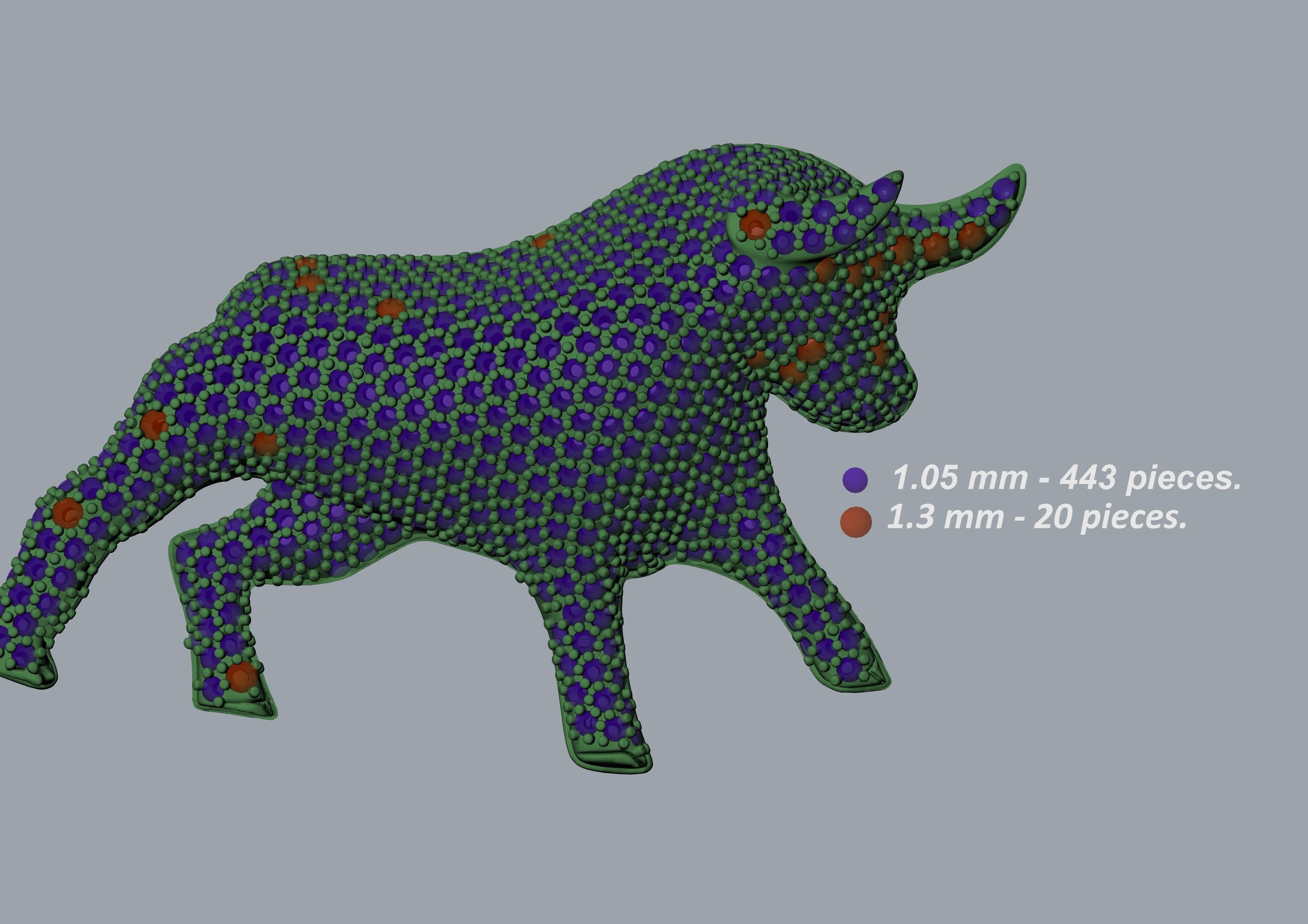 Churm bull pendant or brooch 3D print model_2