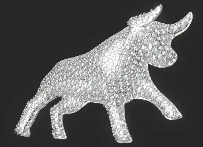 Churm bull pendant or brooch 3D print model