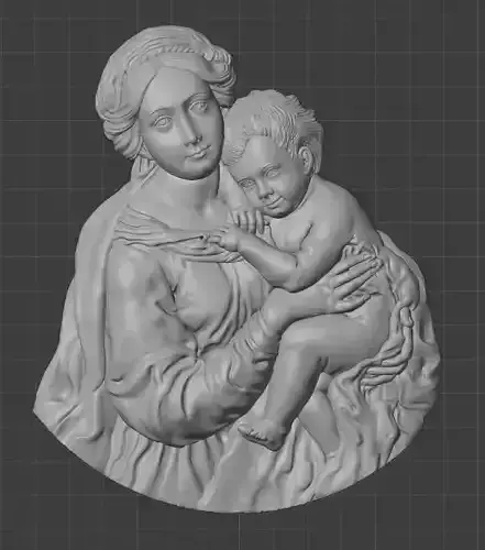 Madonna and Baby Jesus Highly Detailed 3D Bas Relief