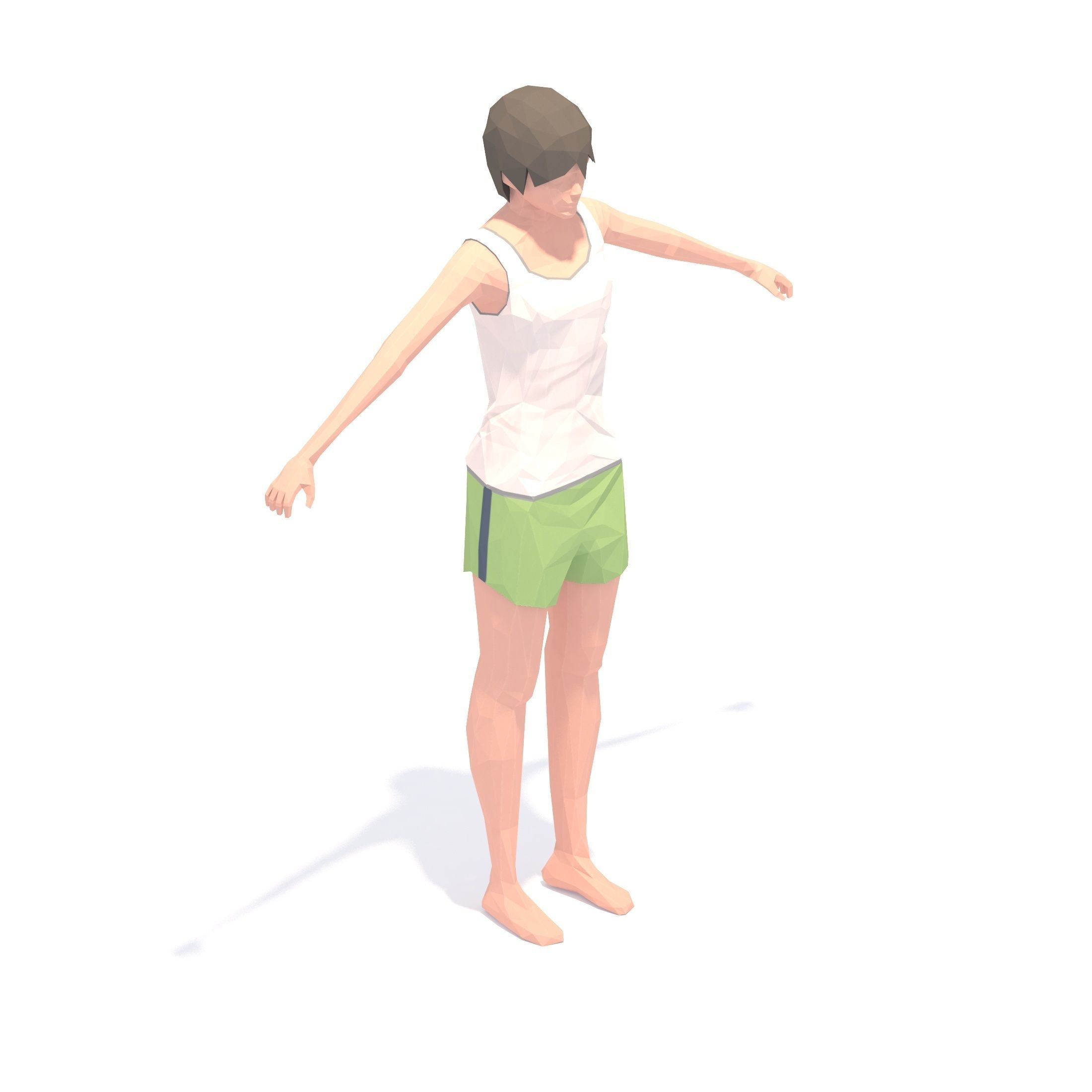 Wide Legged Forward Bend Yoga Exercise Woman Animation Low-poly 3D model_22