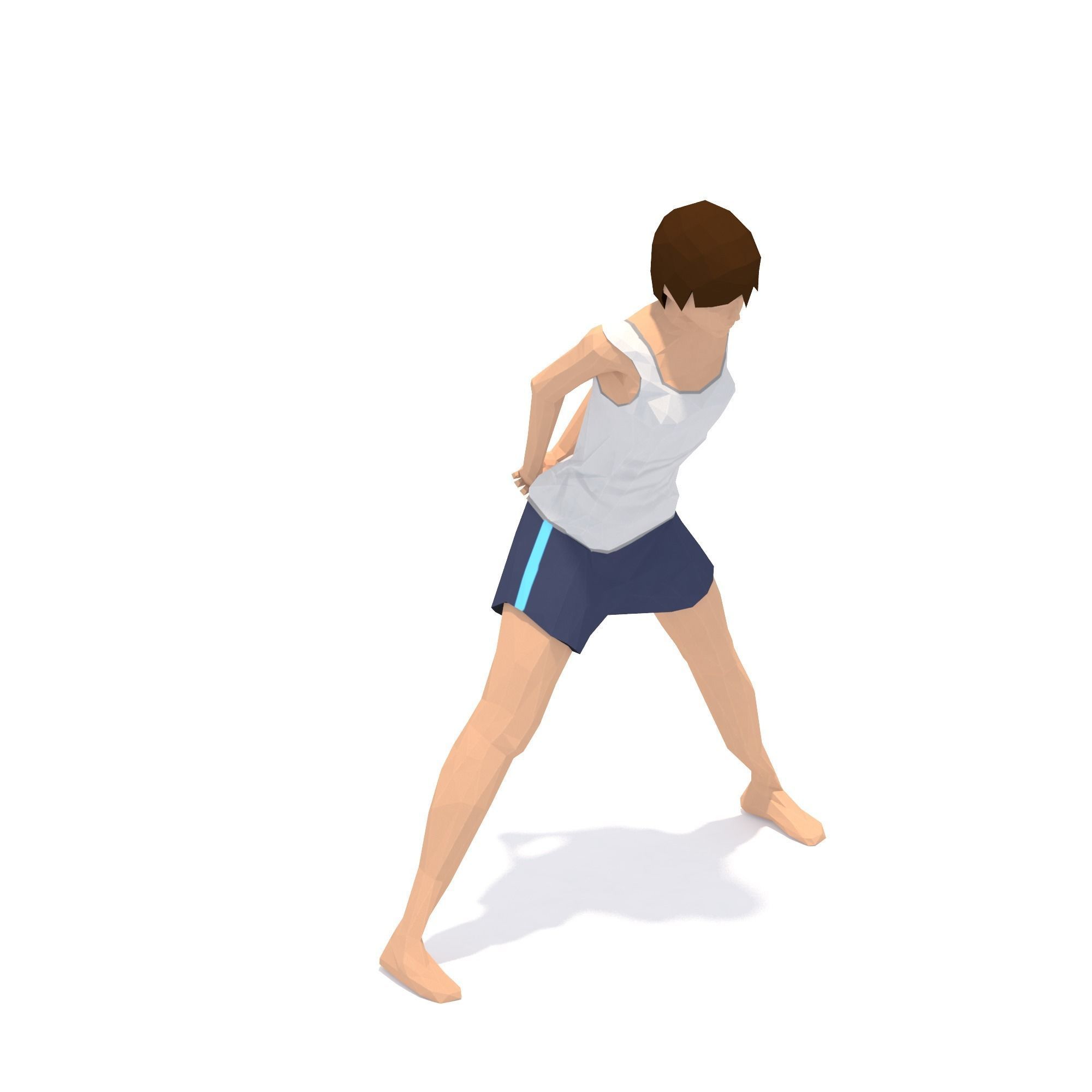 Wide Legged Forward Bend Yoga Exercise Woman Animation Low-poly 3D model_9