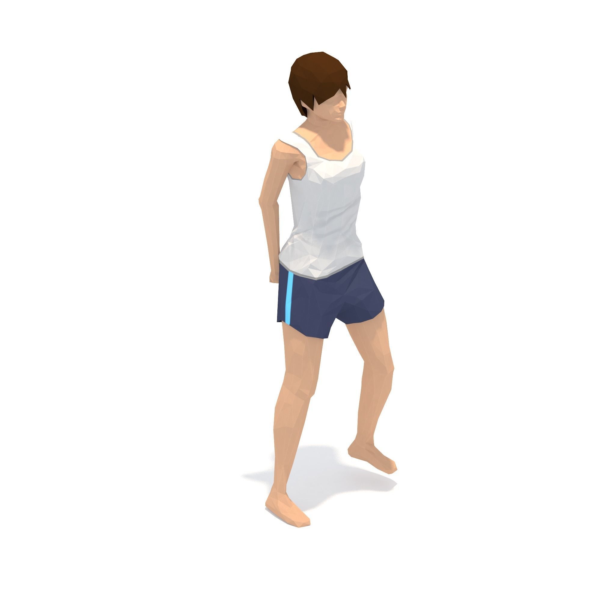 Wide Legged Forward Bend Yoga Exercise Woman Animation Low-poly 3D model_4