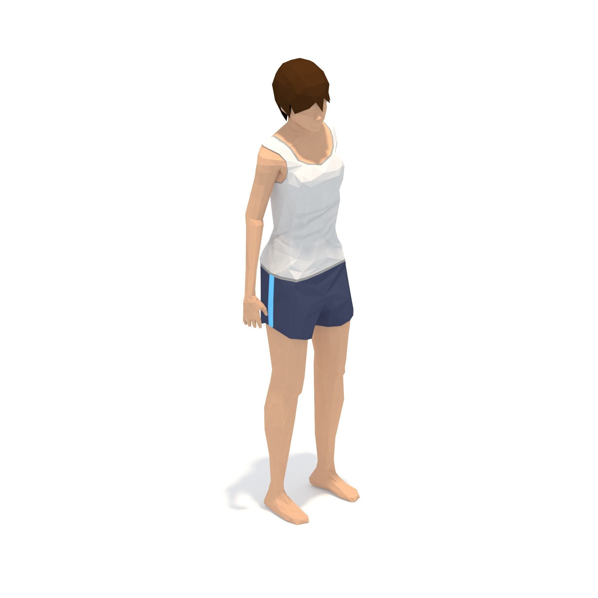 Wide Legged Forward Bend Yoga Exercise Woman Animation Low-poly 3D model_2