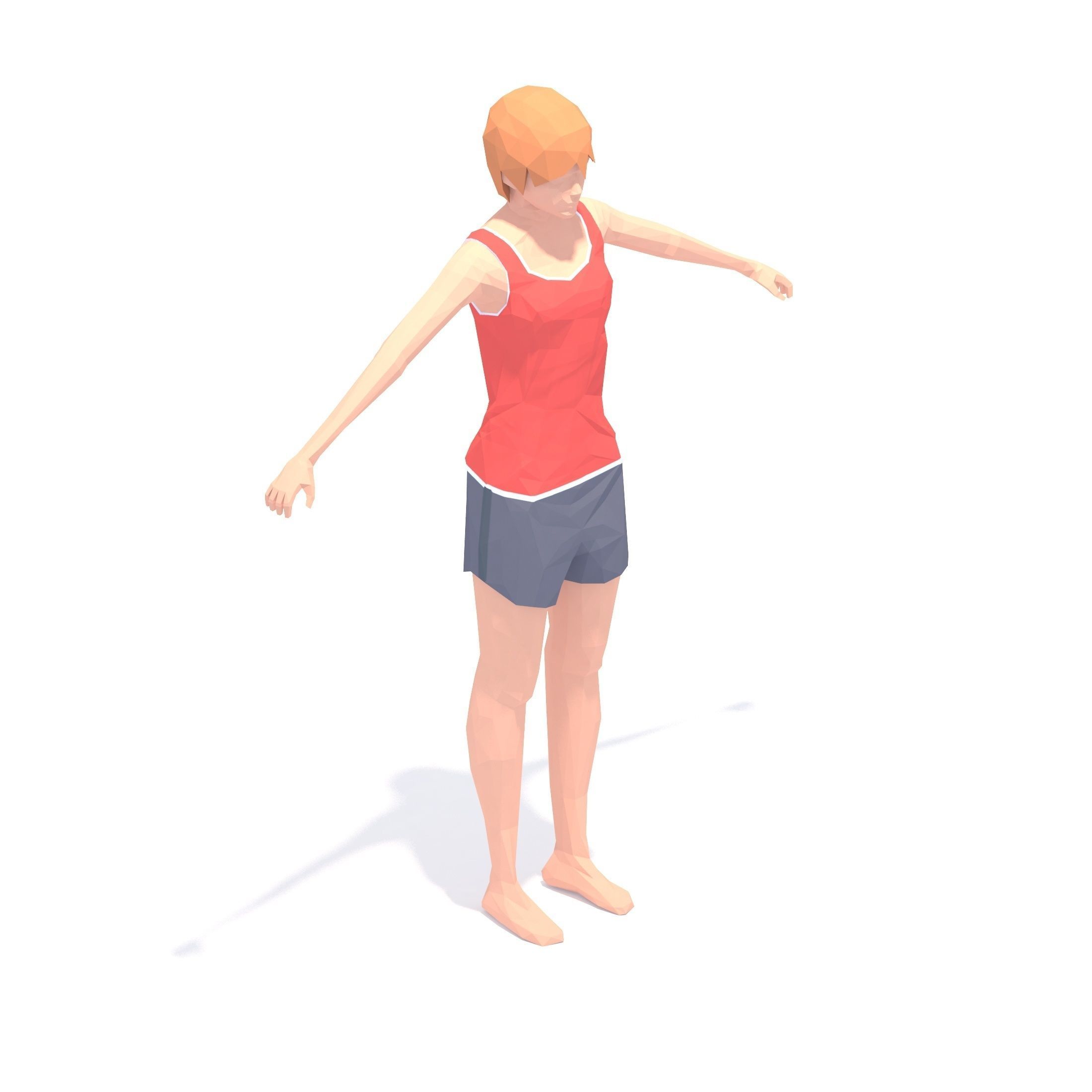 Wide Legged Forward Bend Yoga Exercise Woman Animation Low-poly 3D model_21