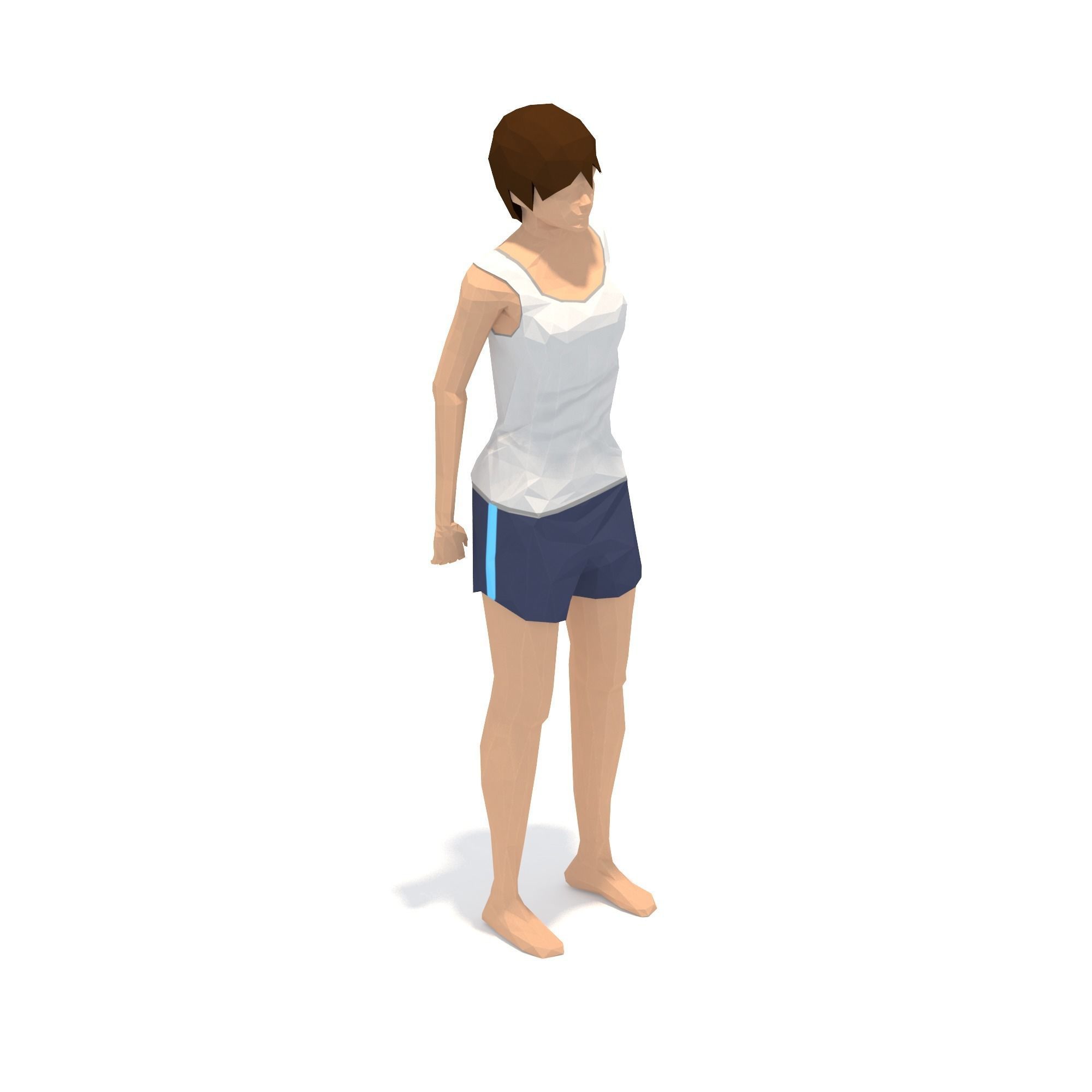 Wide Legged Forward Bend Yoga Exercise Woman Animation Low-poly 3D model_3