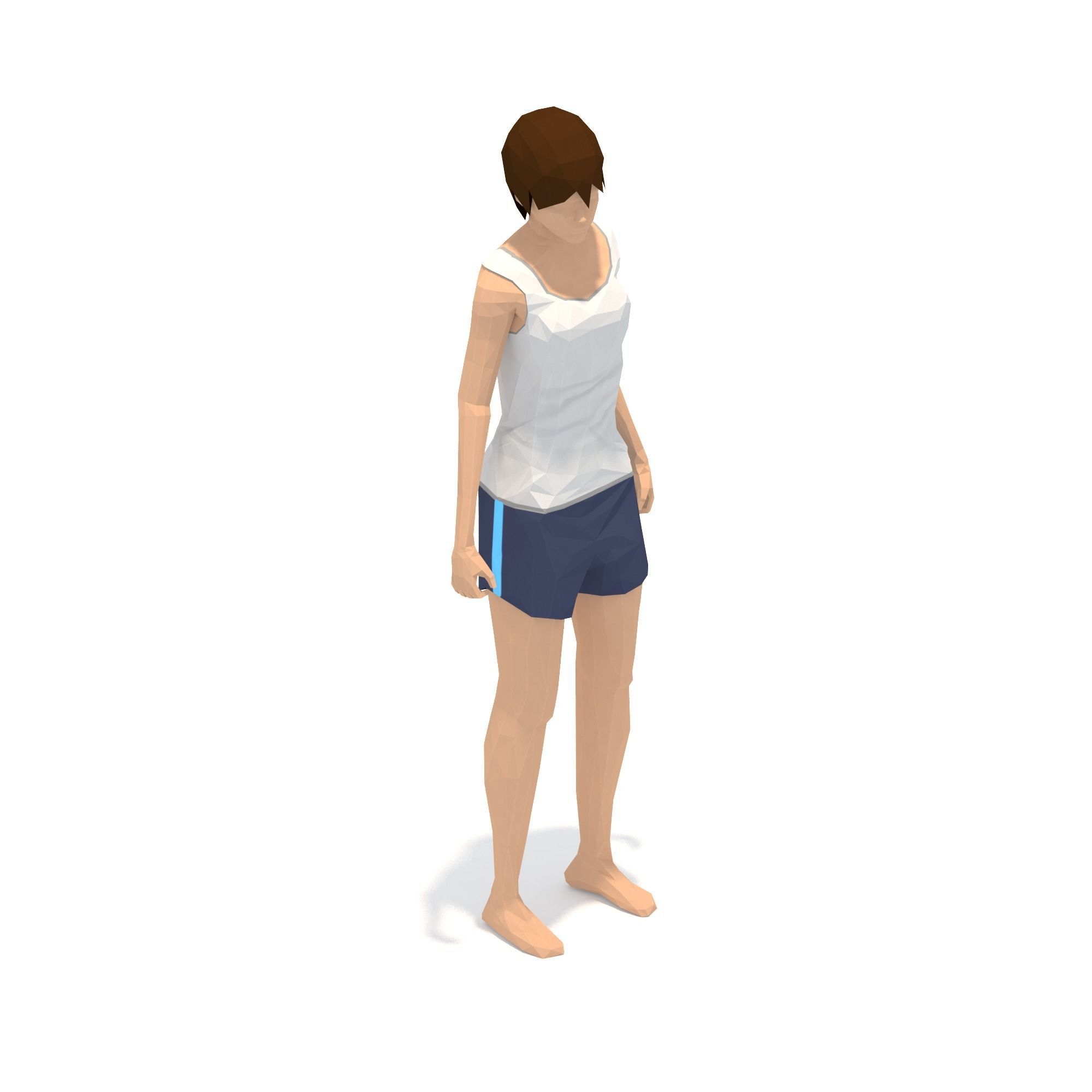 Wide Legged Forward Bend Yoga Exercise Woman Animation Low-poly 3D model_1