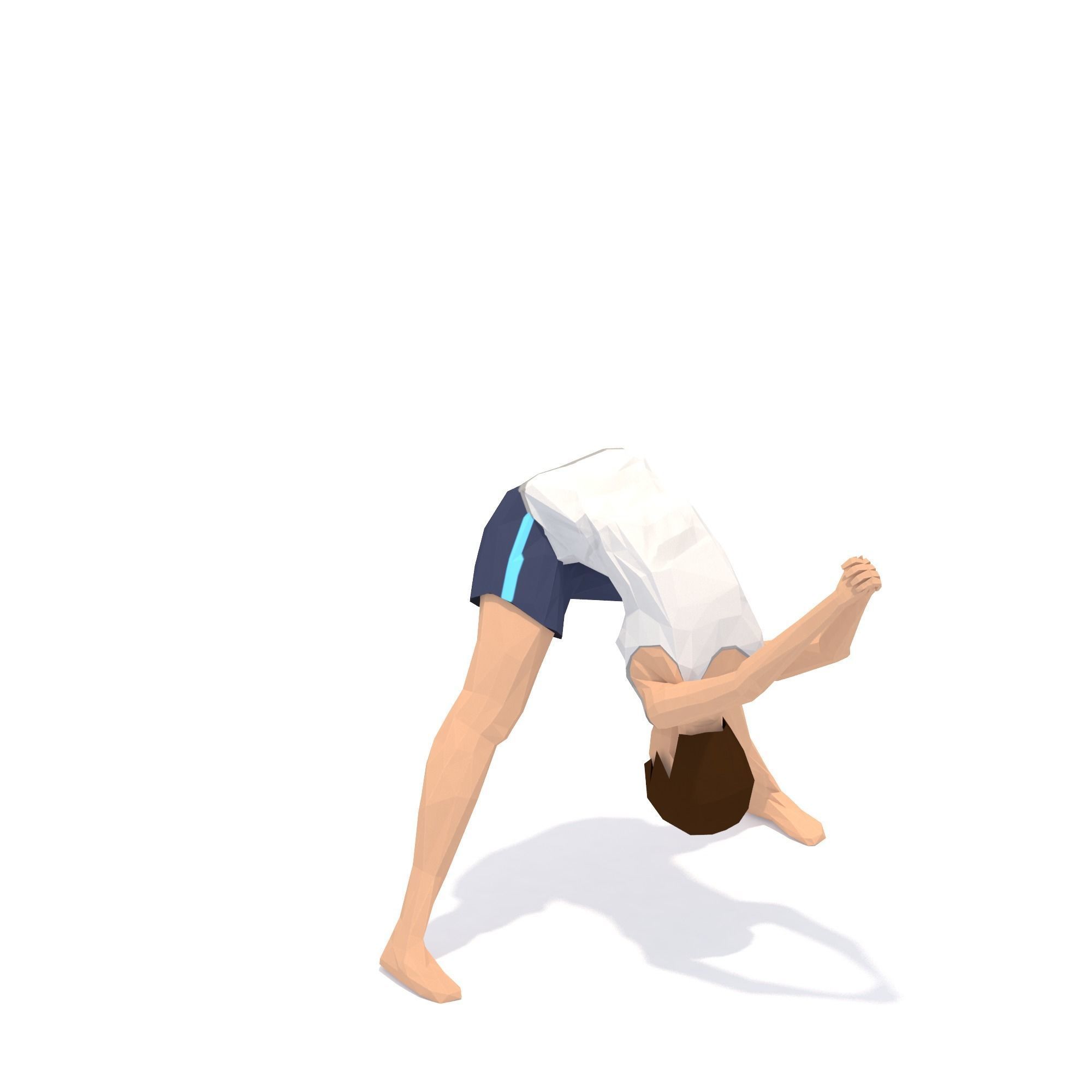 Wide Legged Forward Bend Yoga Exercise Woman Animation Low-poly 3D model_13