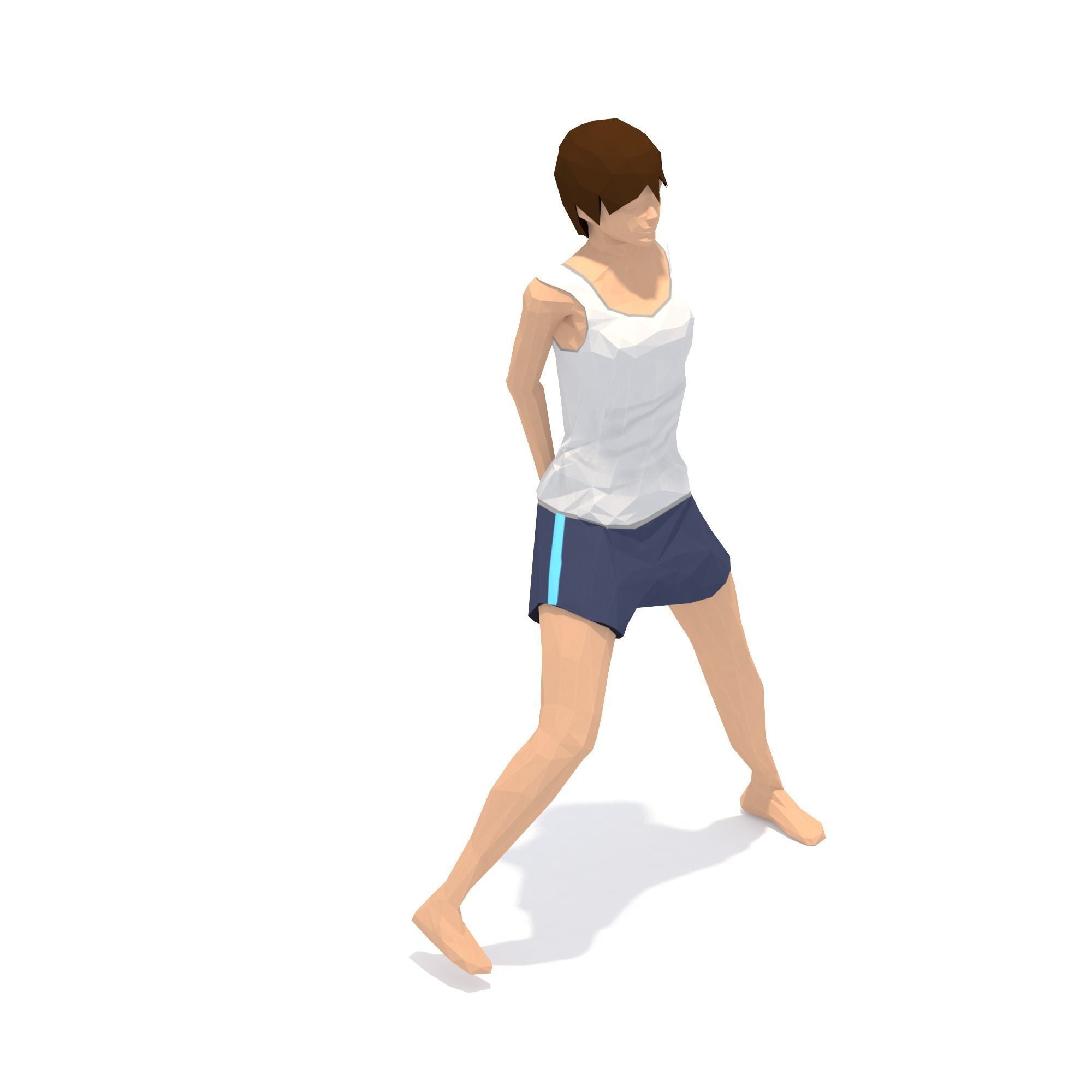 Wide Legged Forward Bend Yoga Exercise Woman Animation Low-poly 3D model_6