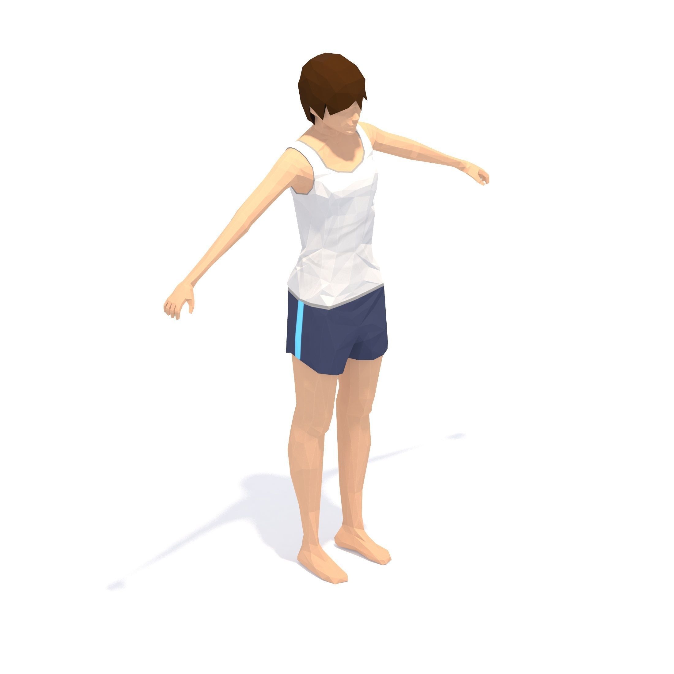 Wide Legged Forward Bend Yoga Exercise Woman Animation Low-poly 3D model_20