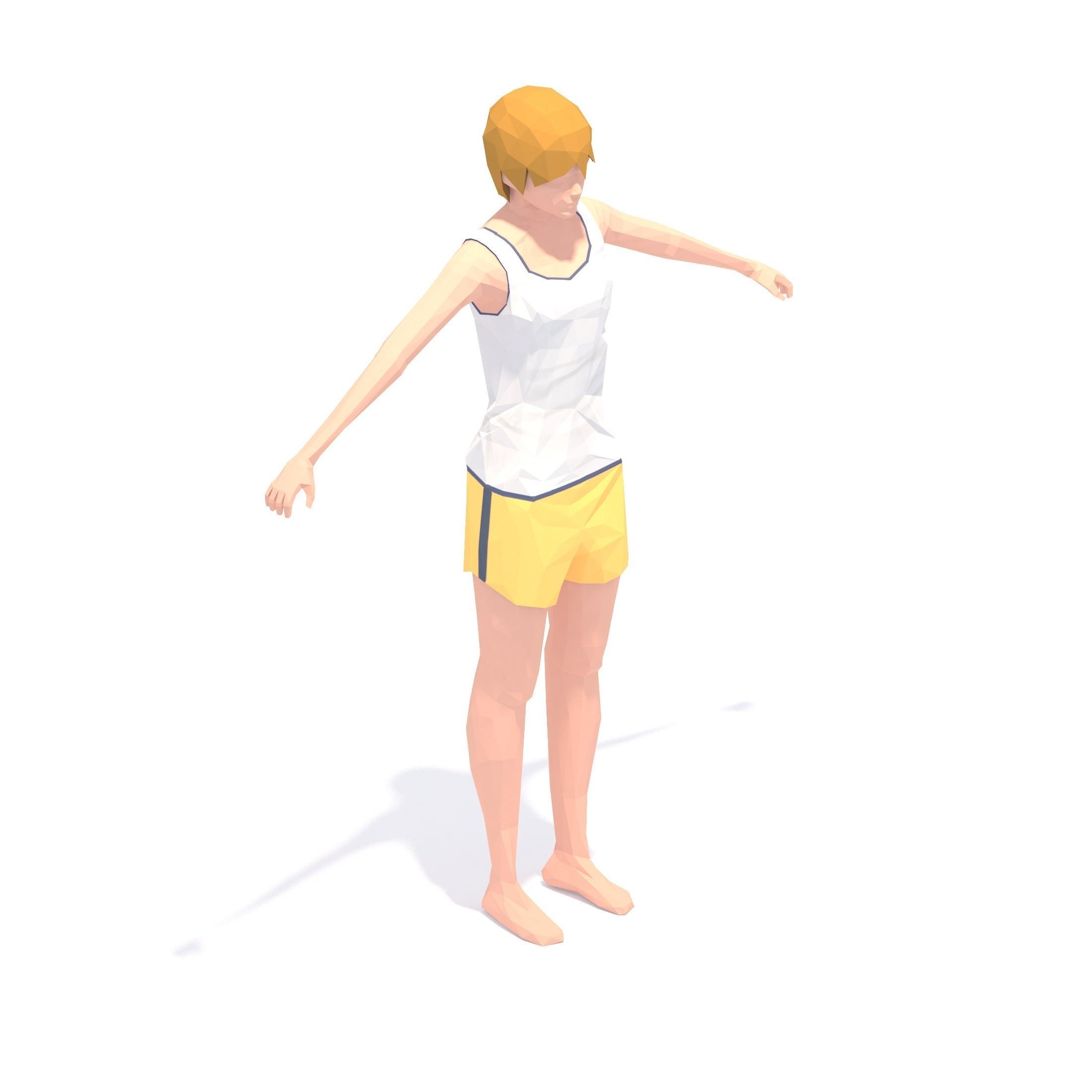 Wide Legged Forward Bend Yoga Exercise Woman Animation Low-poly 3D model_18