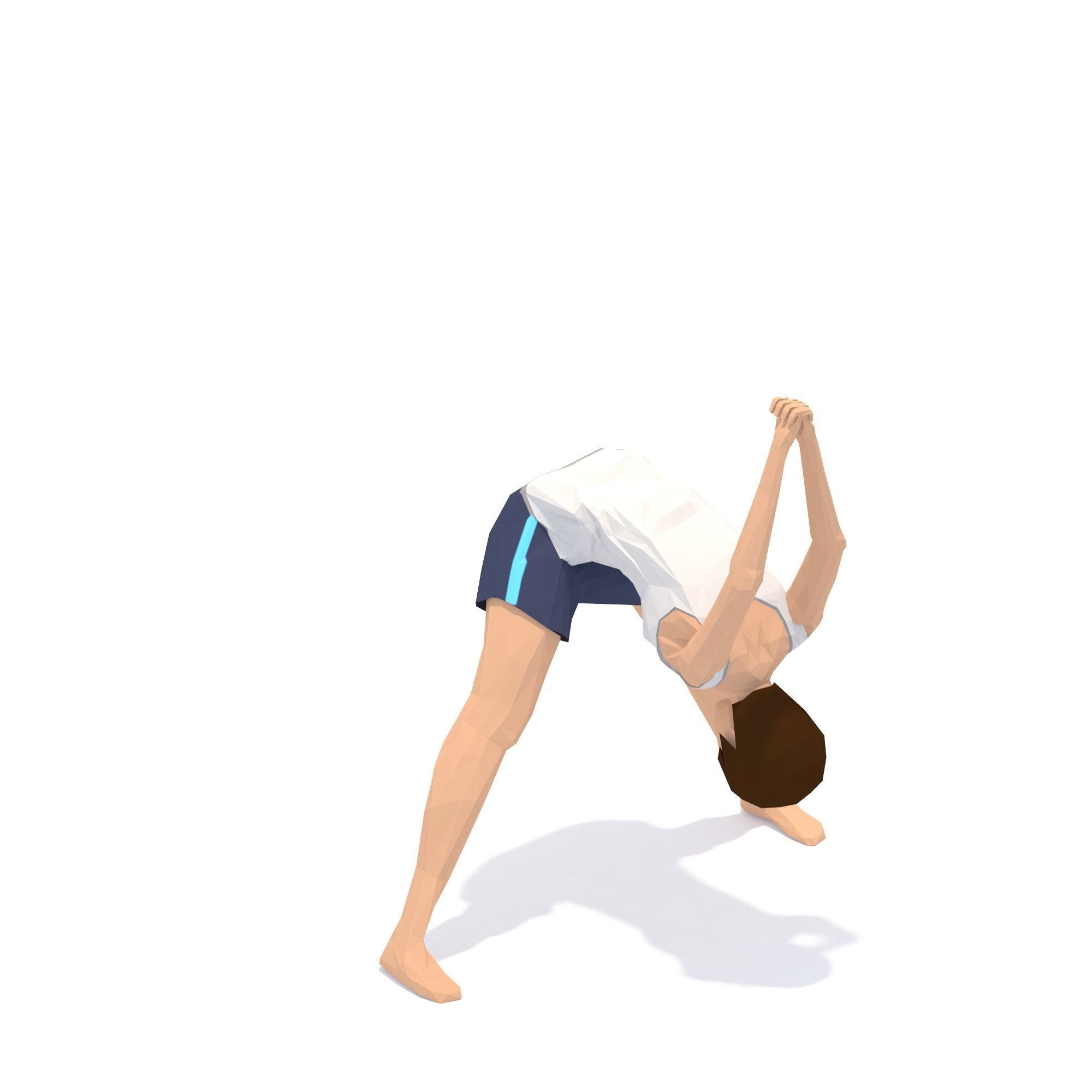 Wide Legged Forward Bend Yoga Exercise Woman Animation Low-poly 3D model_12