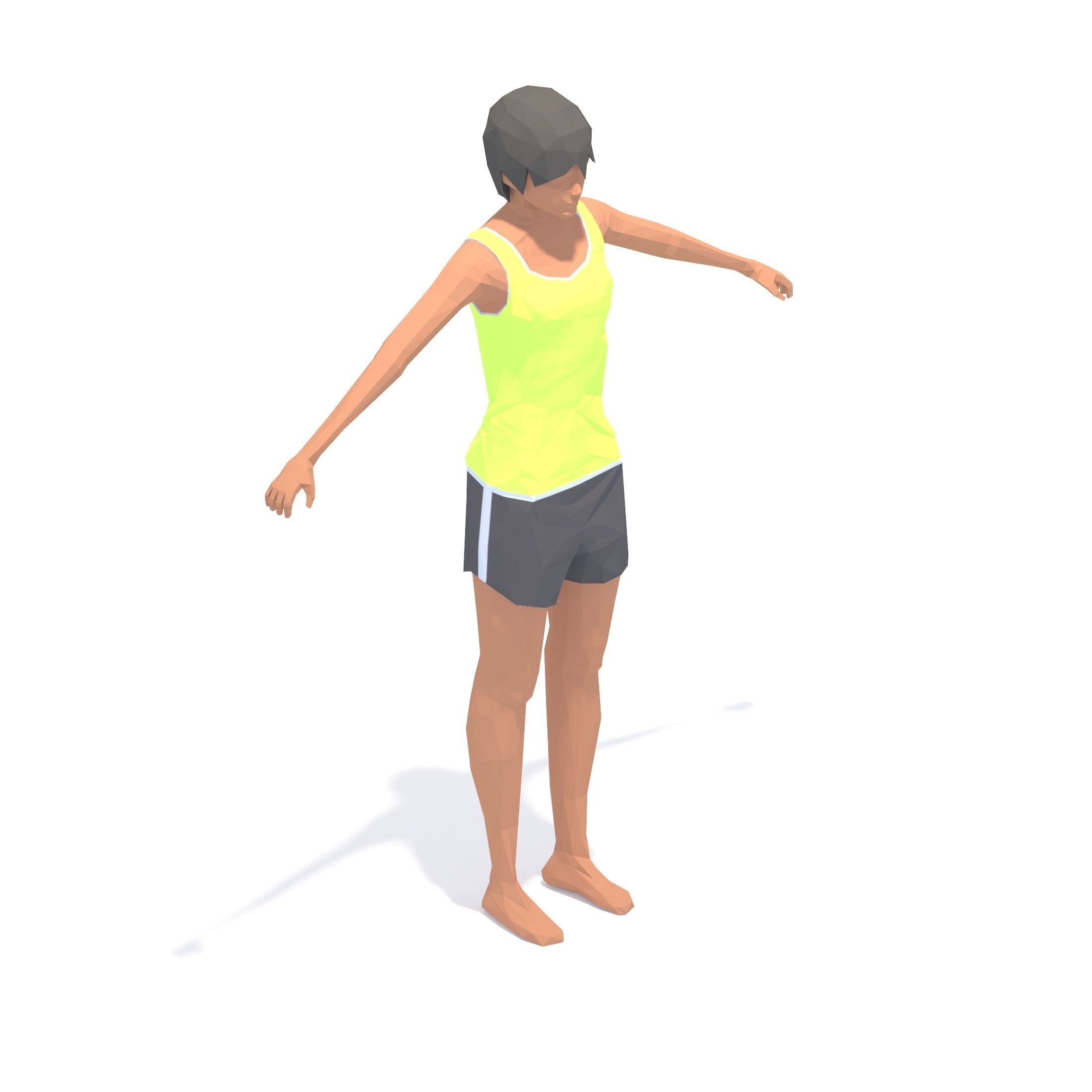 Wide Legged Forward Bend Yoga Exercise Woman Animation Low-poly 3D model_15