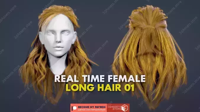 Character - Real Time Female Long Hair 01 Low-poly 3D model