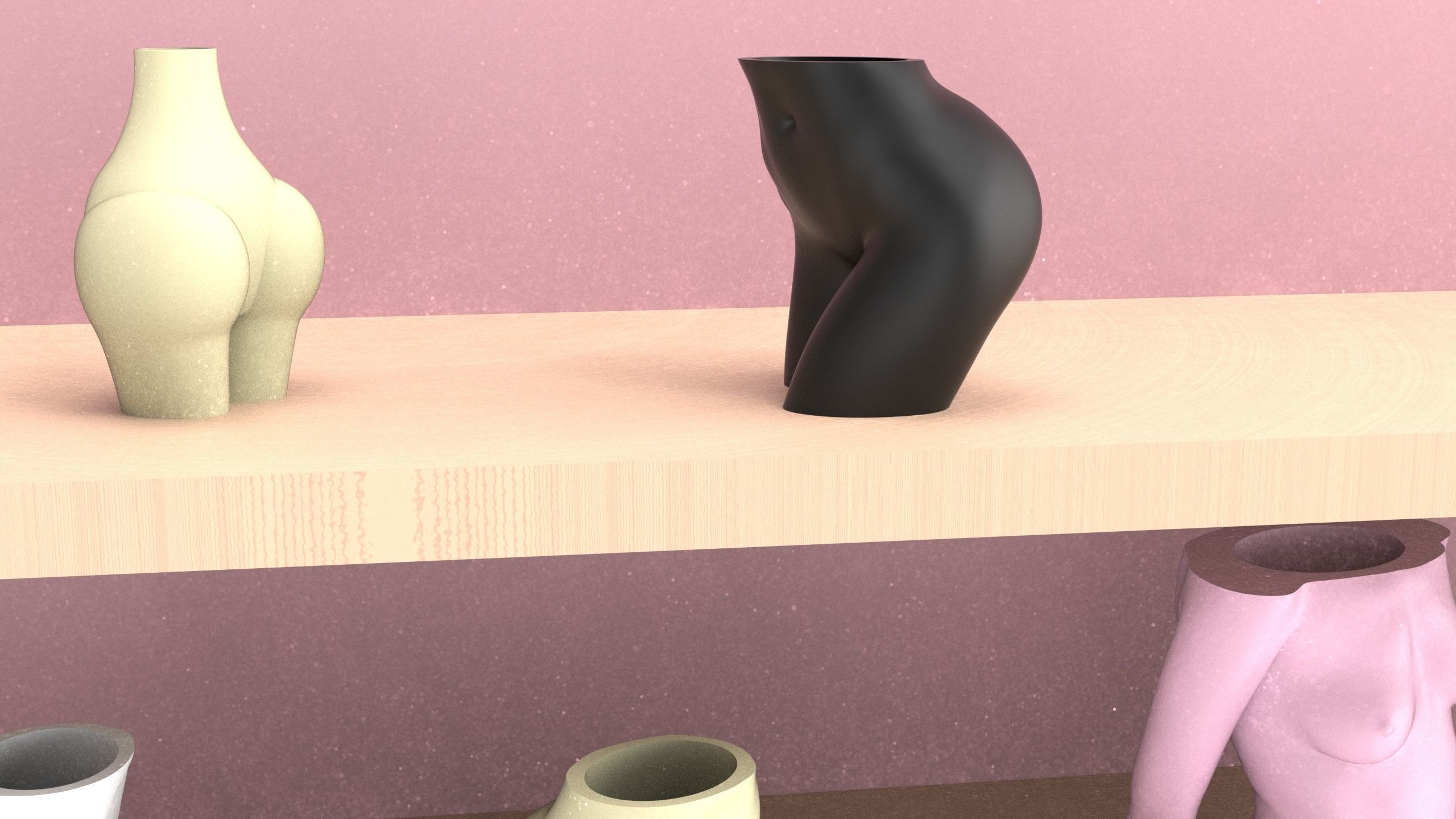 Female Vases and House decorations set 3D print model_3