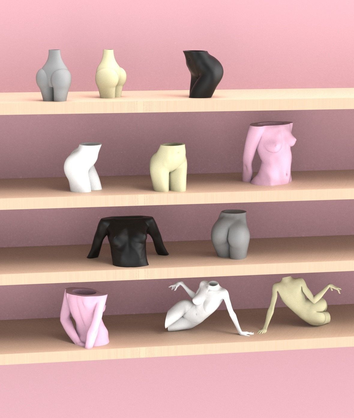 Female Vases and House decorations set 3D print model_1