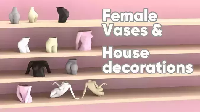Female Vases and House decorations set 3D print model