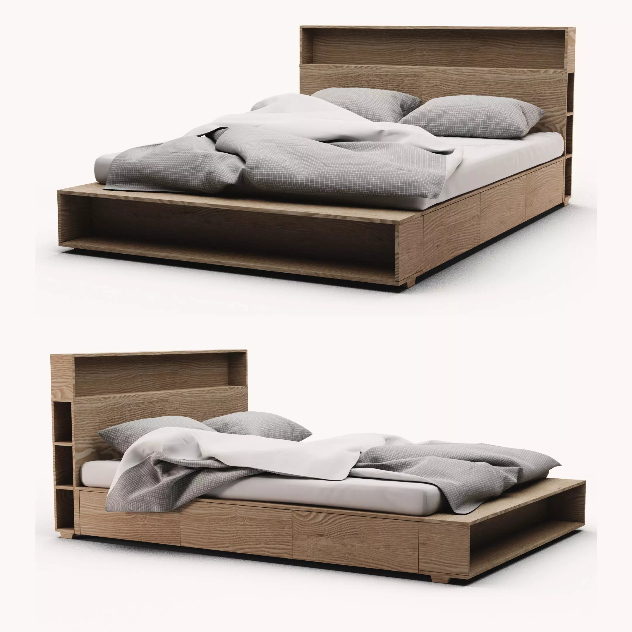 Tall Bookshelf Drawer Bed 3D model_0