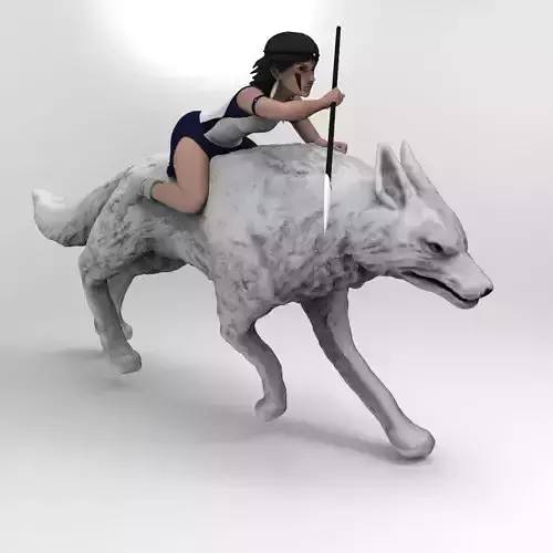 Girl and wolf --Princess Mononoke 3D model