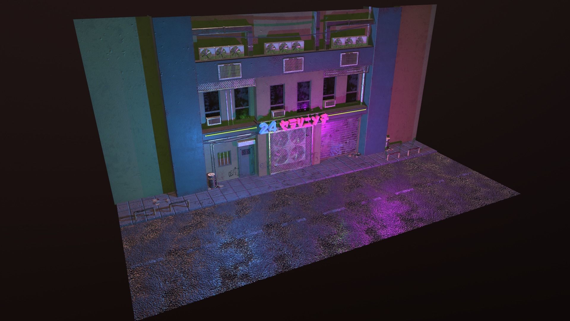 Cyberpunk Street Low-poly 3D model_5