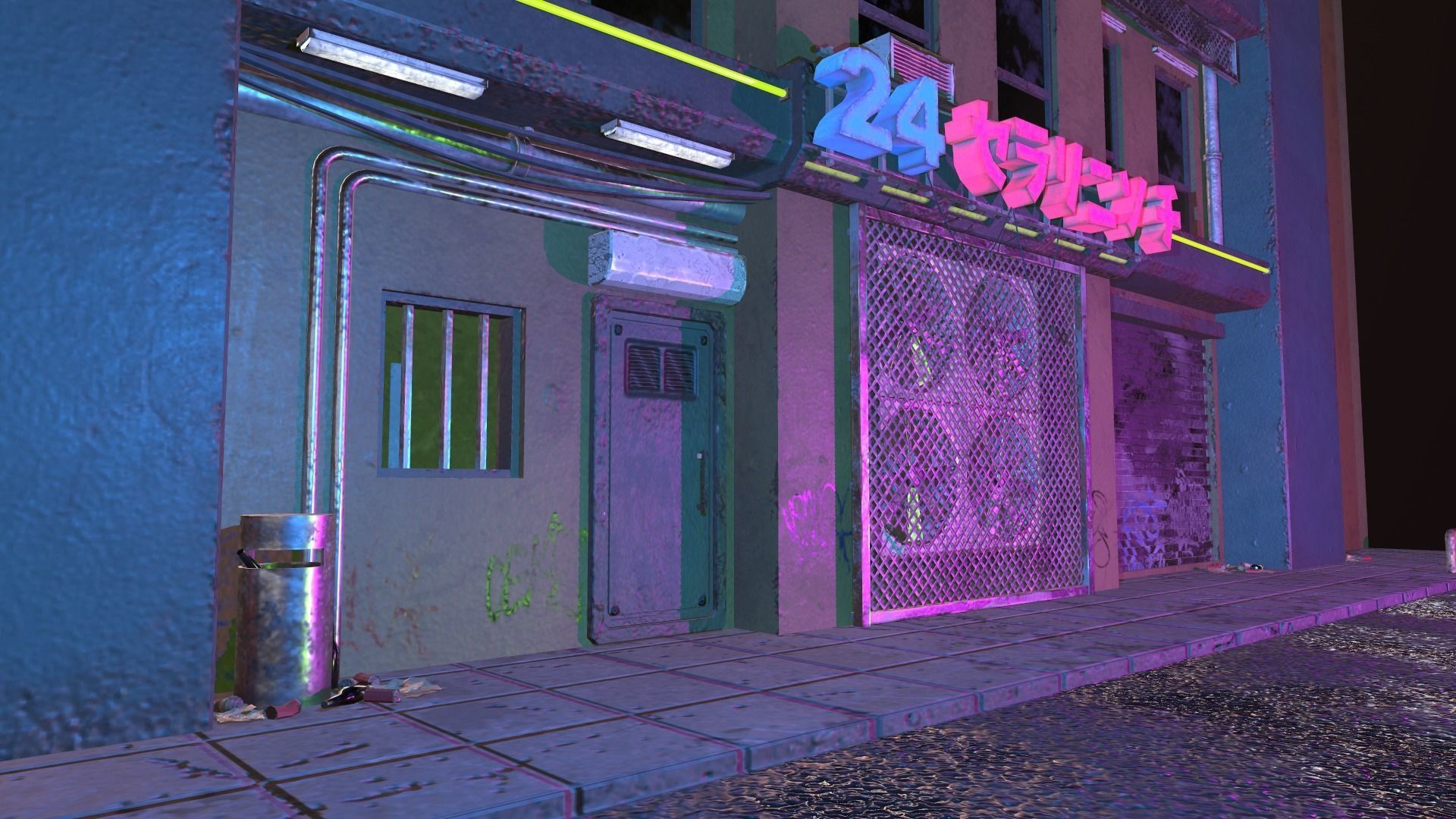 Cyberpunk Street Low-poly 3D model_3