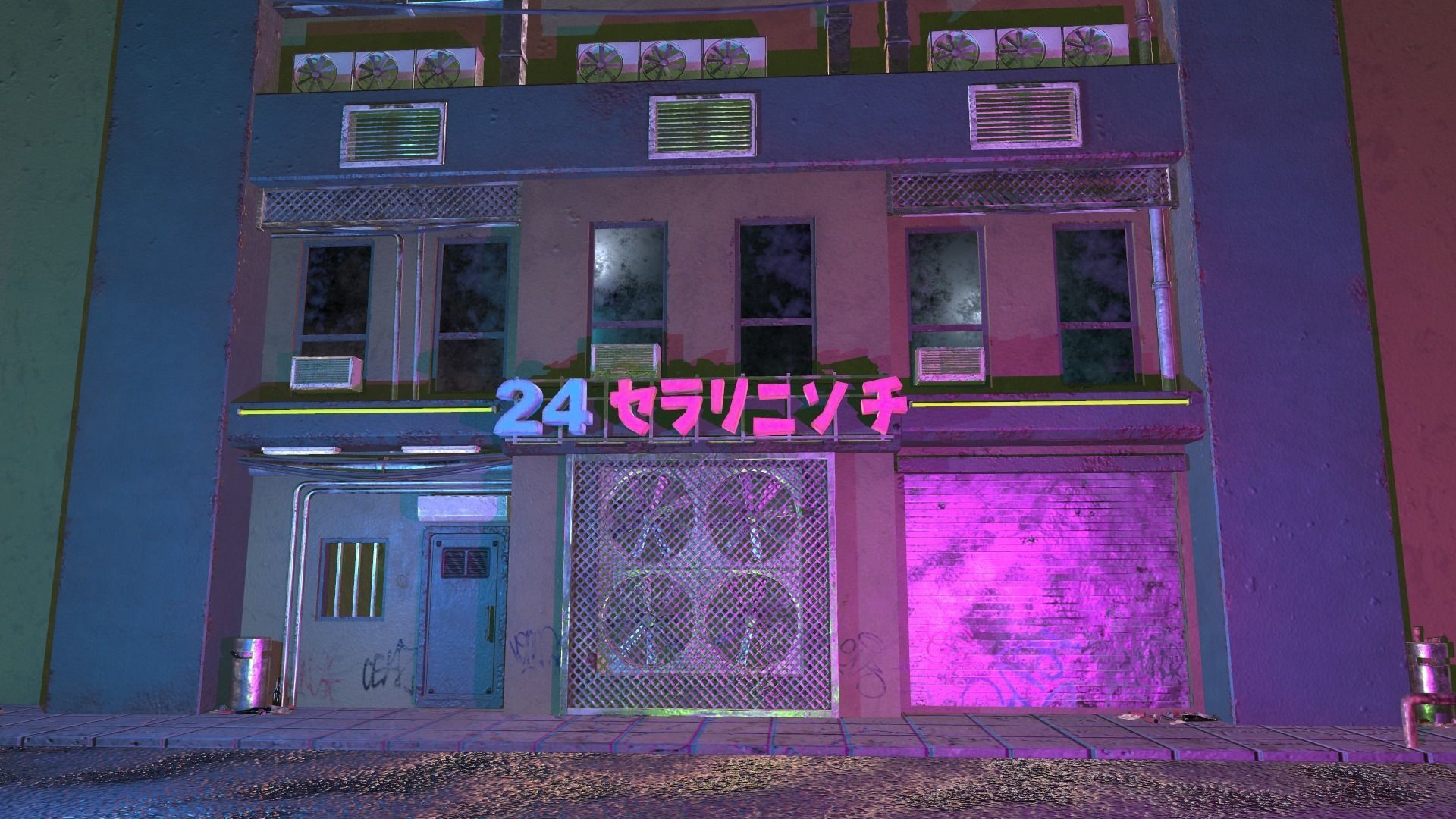 Cyberpunk Street Low-poly 3D model_4