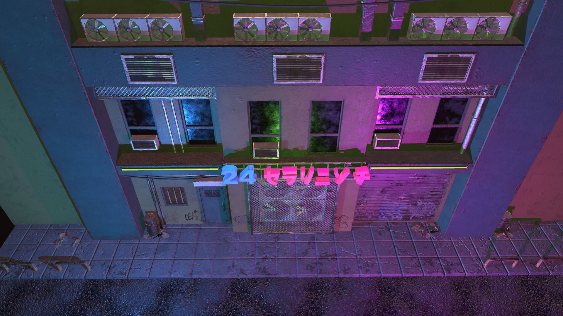 Cyberpunk Street Low-poly 3D model_2