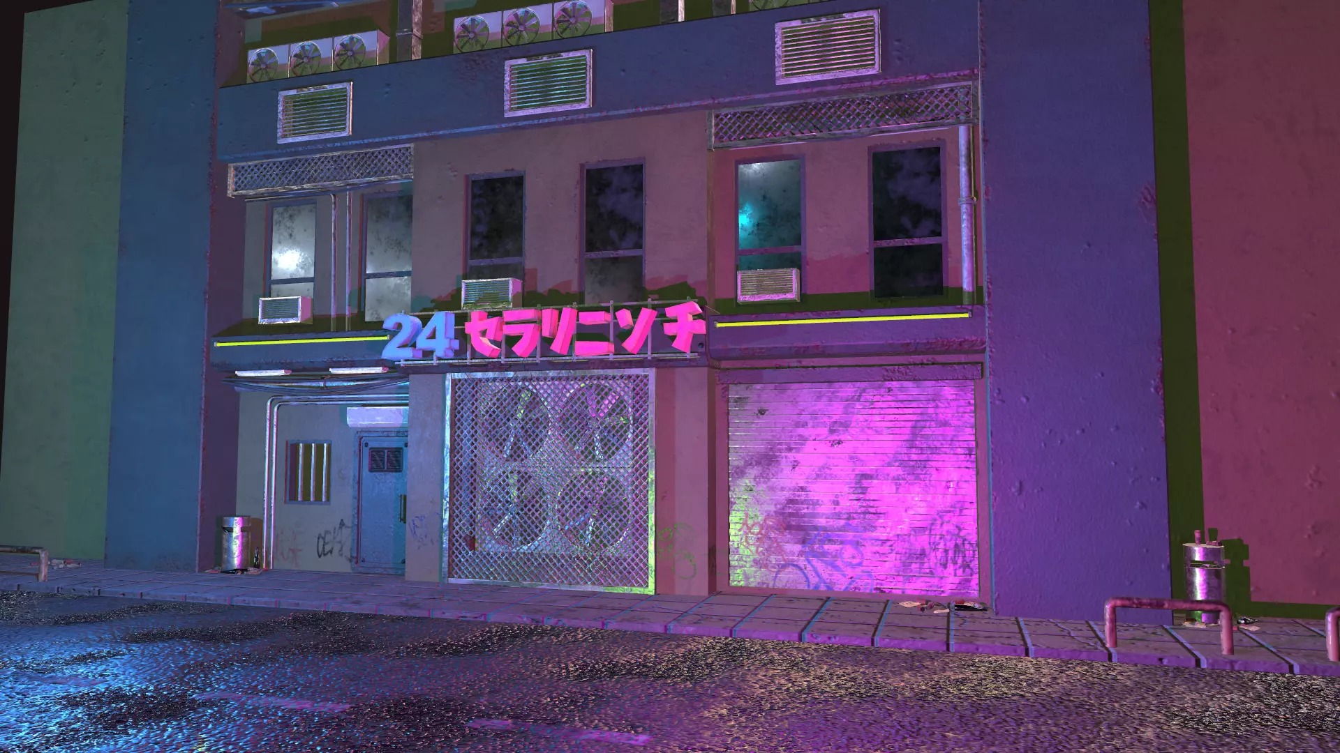 Cyberpunk Street Low-poly 3D model_0