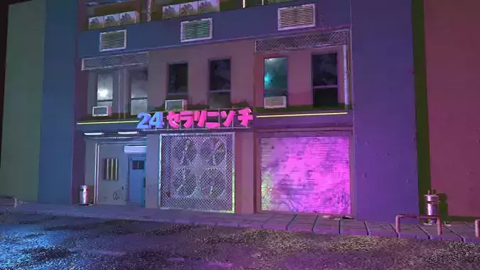 Cyberpunk Street Low-poly 3D model Cyberpunk Street Low-poly 3D model