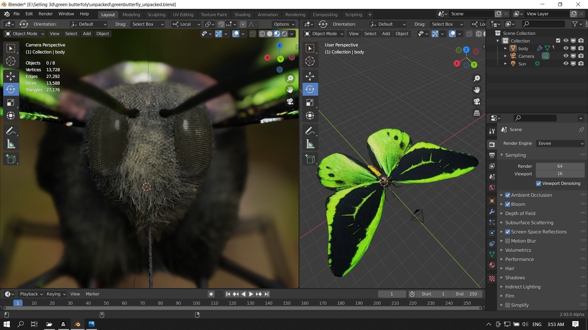 Green Birdwing Butterfly Low-poly 3D model_18