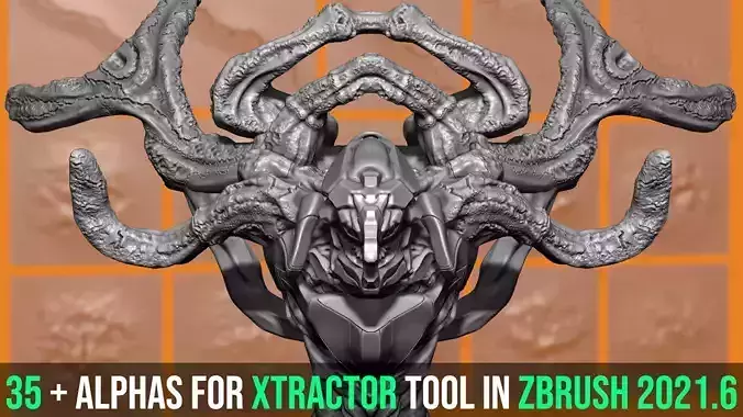38 Alphas For Xtractor Tool In Zbrush2021-6 Texture