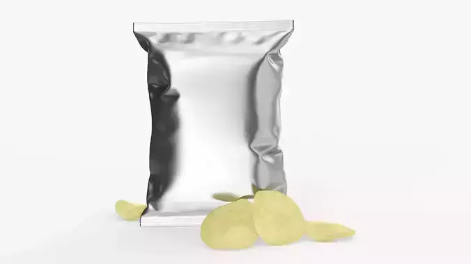 Potato chips package with folds medium 02 mockup 3D model