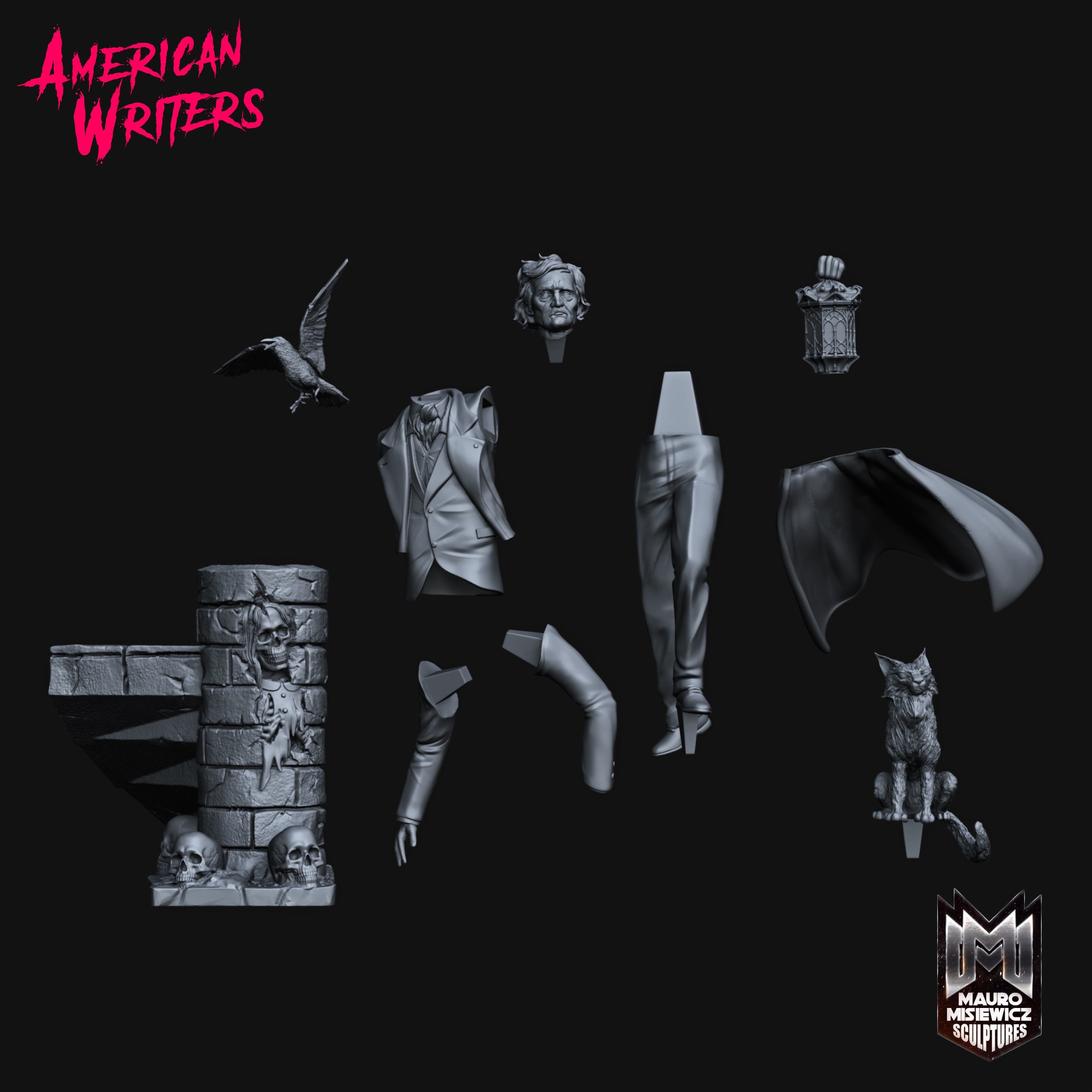 EDGAR ALLAN POE STATUE 3D PRINTABLE 3D print model_4