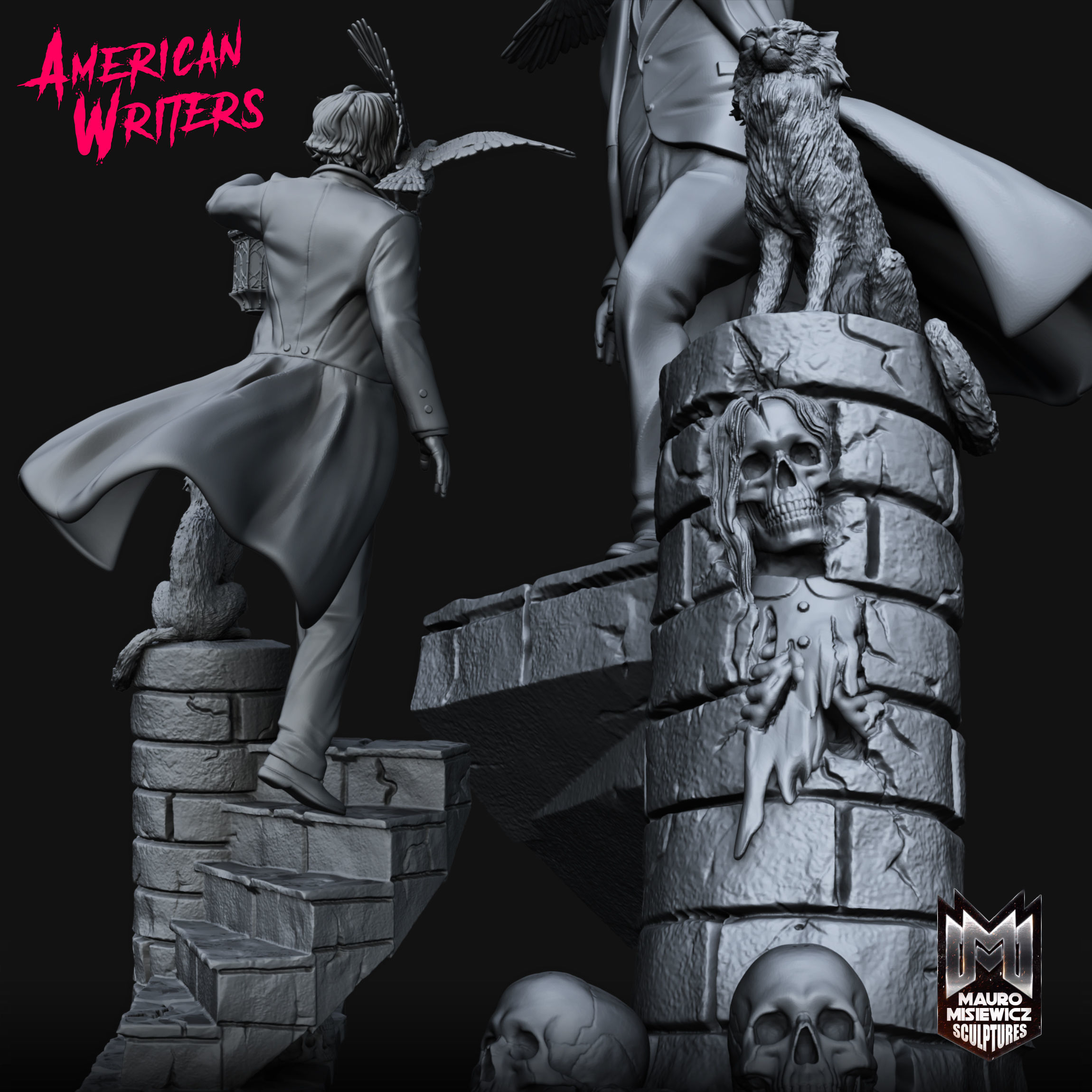 EDGAR ALLAN POE STATUE 3D PRINTABLE 3D print model_1