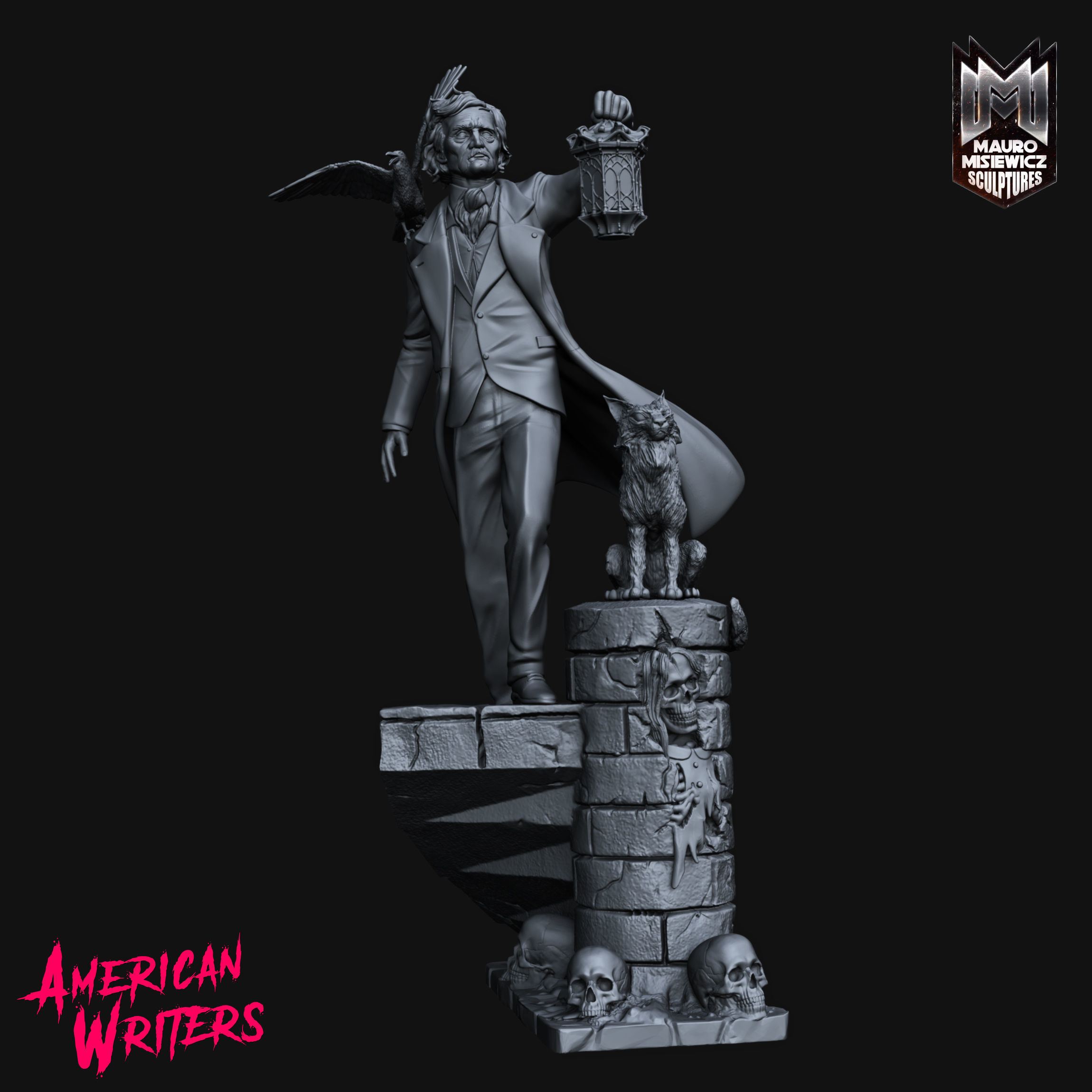 EDGAR ALLAN POE STATUE 3D PRINTABLE 3D print model_3