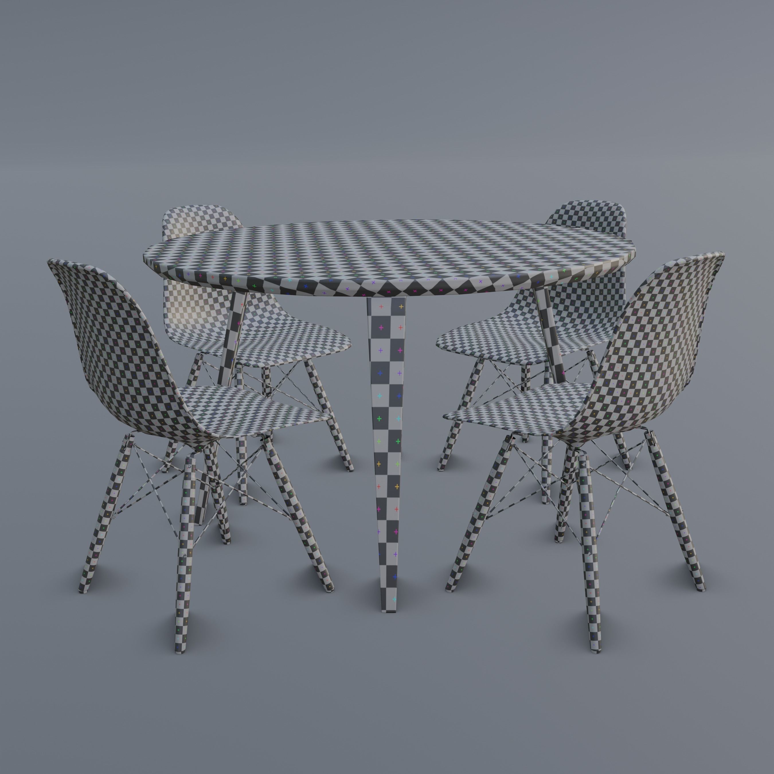 Modern Dining Set Low-poly 3D model_6