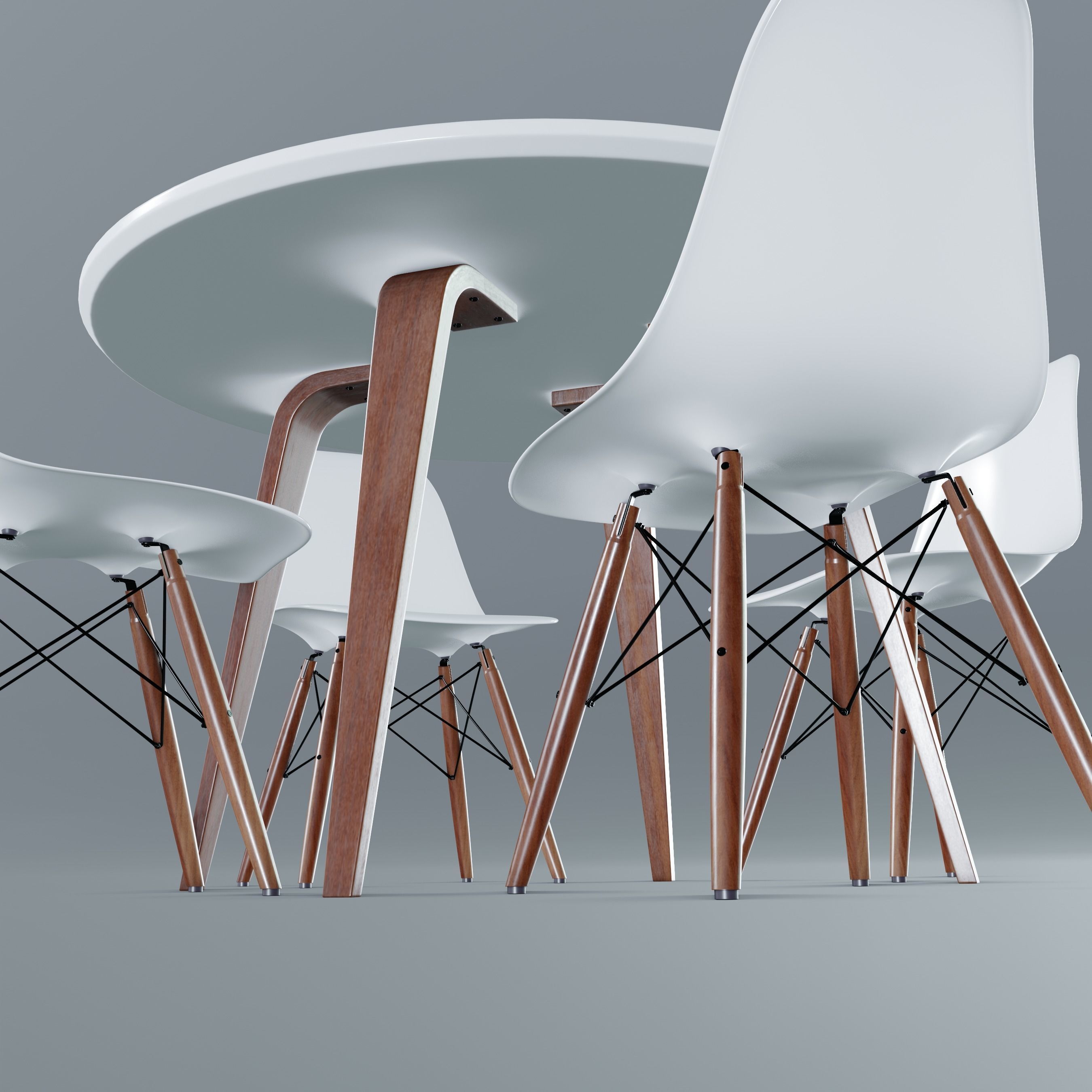 Modern Dining Set Low-poly 3D model_2