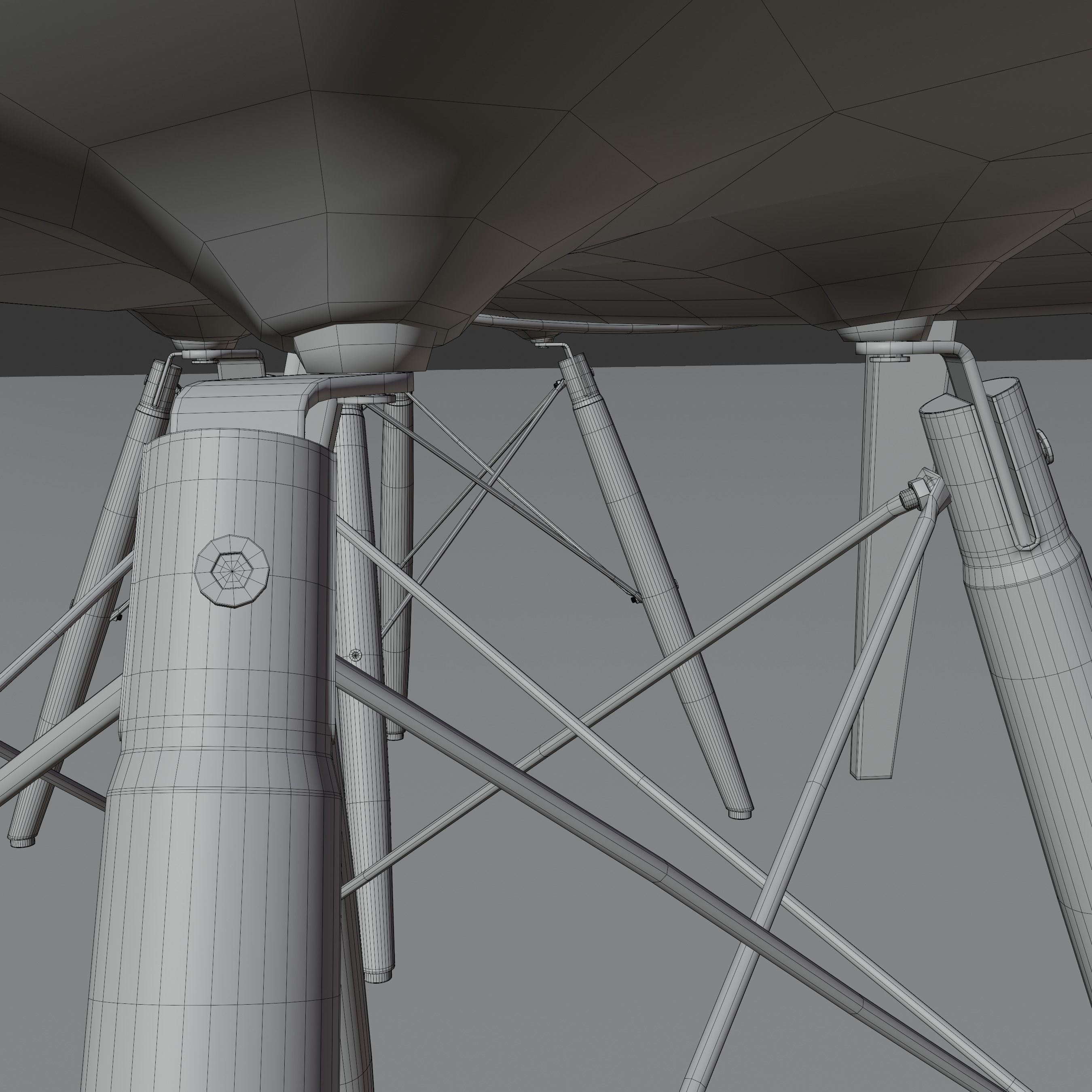 Modern Dining Set Low-poly 3D model_9