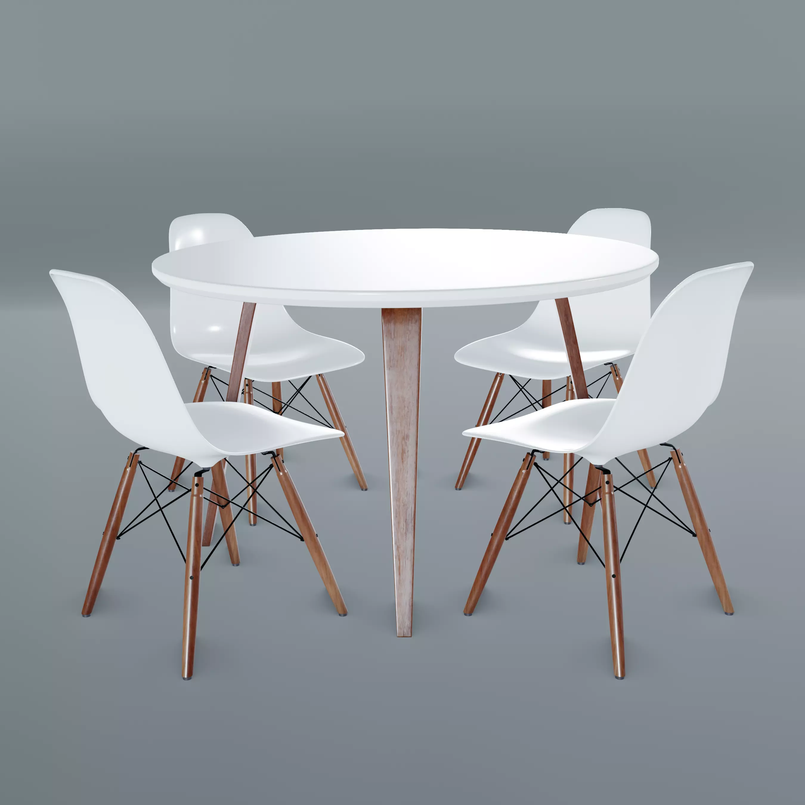 Modern Dining Set Low-poly 3D model_0
