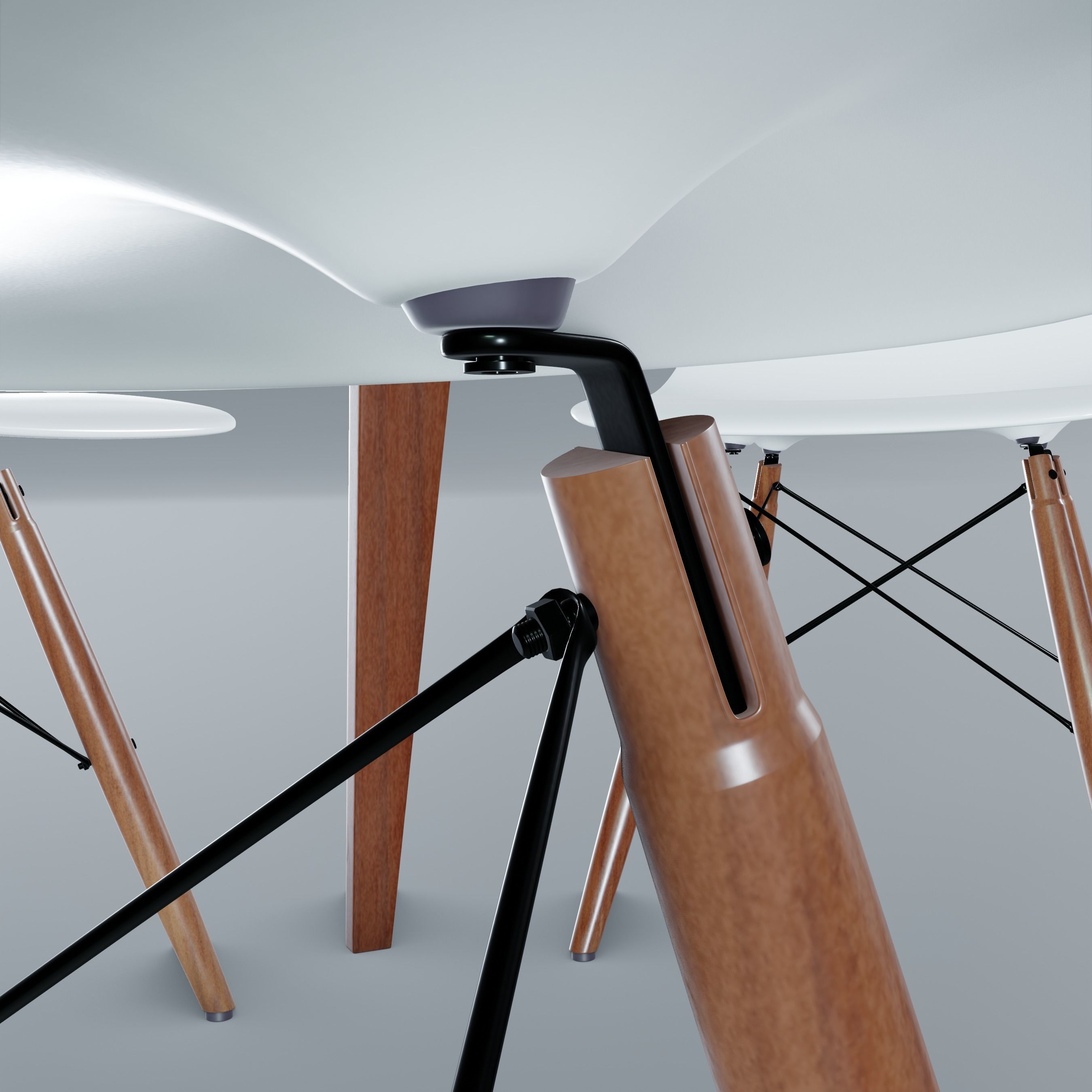 Modern Dining Set Low-poly 3D model_5