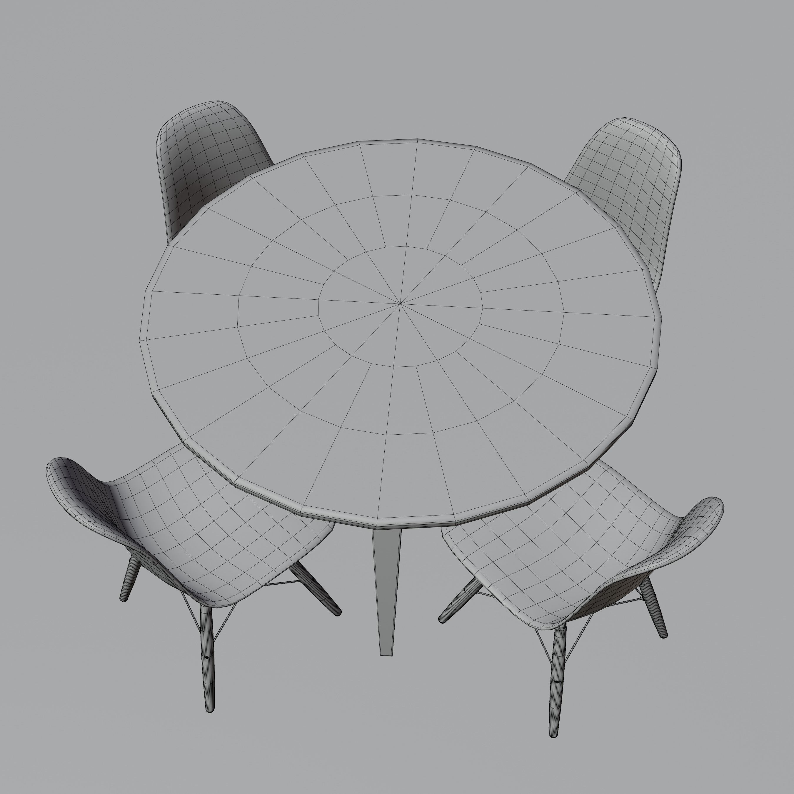 Modern Dining Set Low-poly 3D model_10
